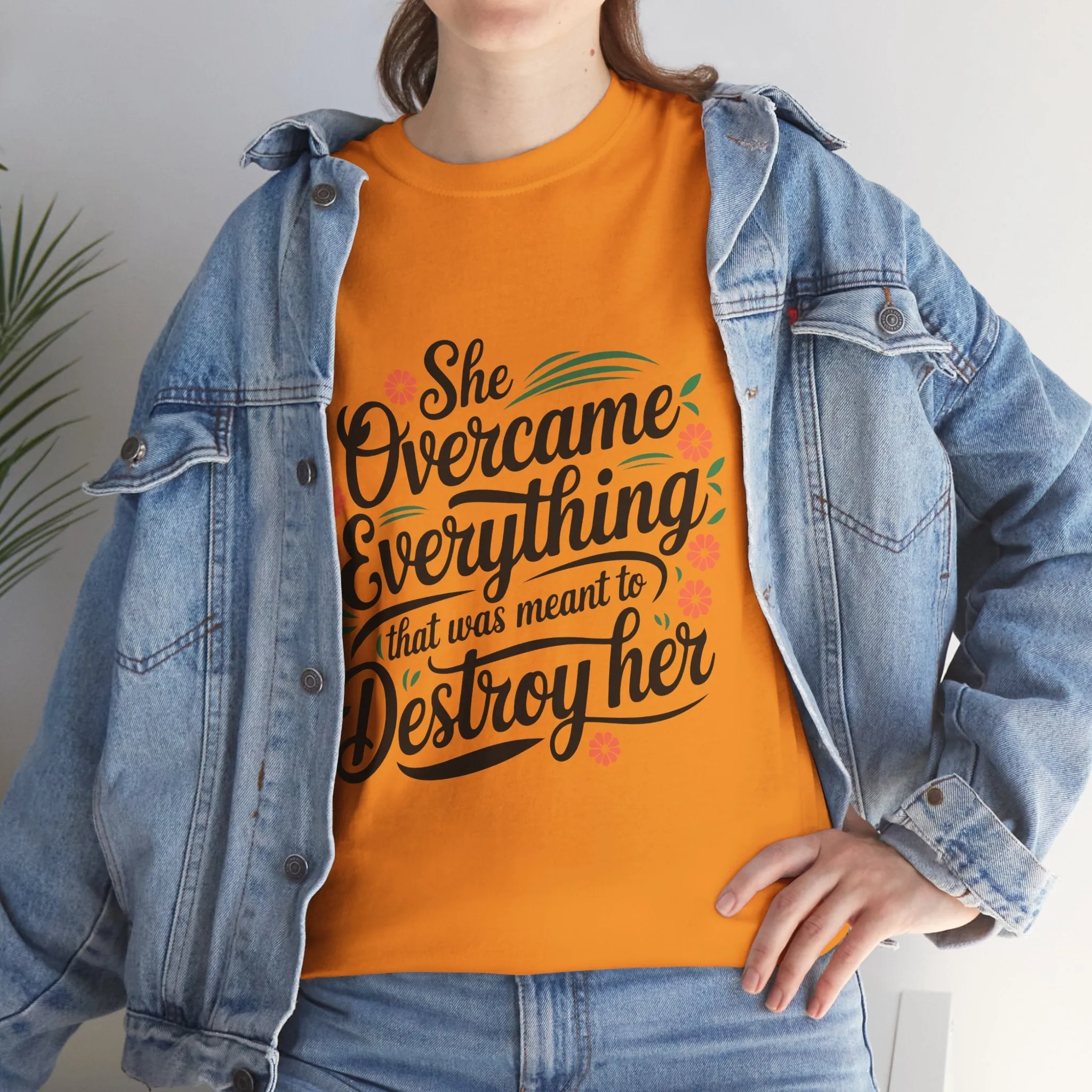 Empowering Women's Quote Unisex Heavy Cotton Tee - 'She Overcame Everything'