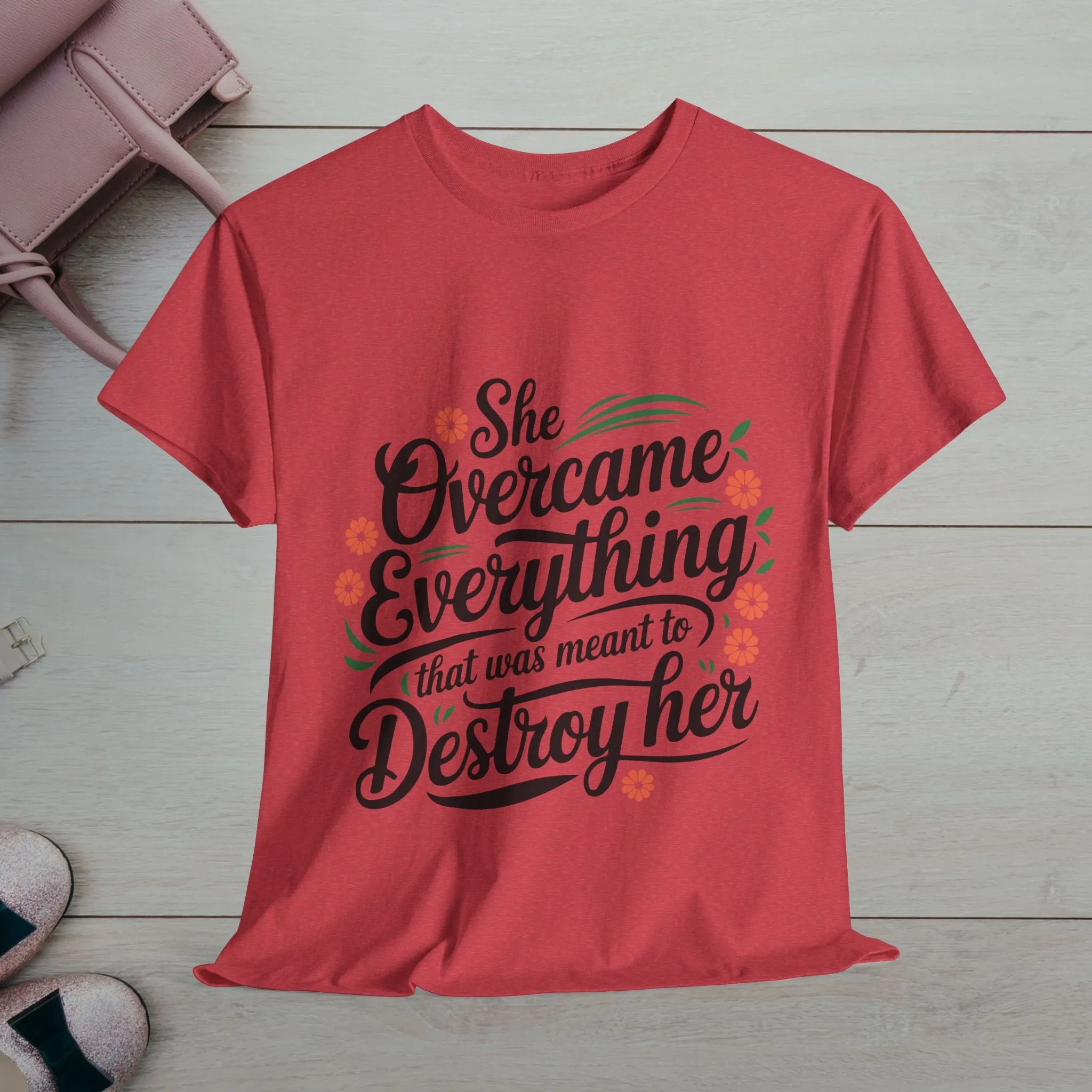 Empowering Women's Quote Unisex Heavy Cotton Tee - 'She Overcame Everything'