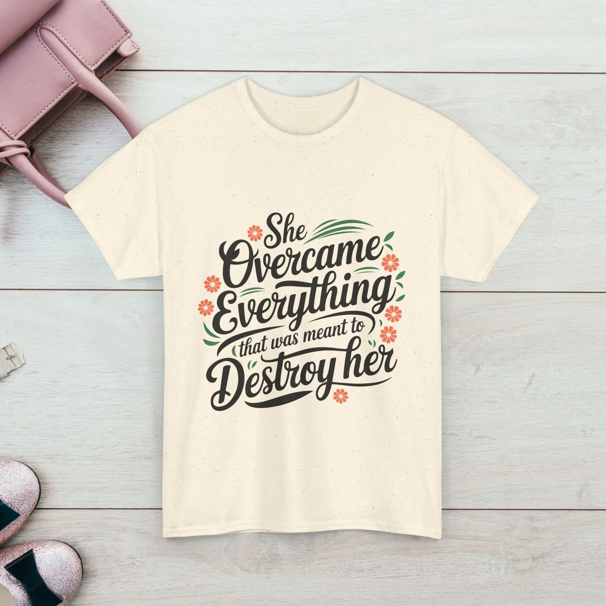 Empowering Women's Quote Unisex Heavy Cotton Tee - 'She Overcame Everything'