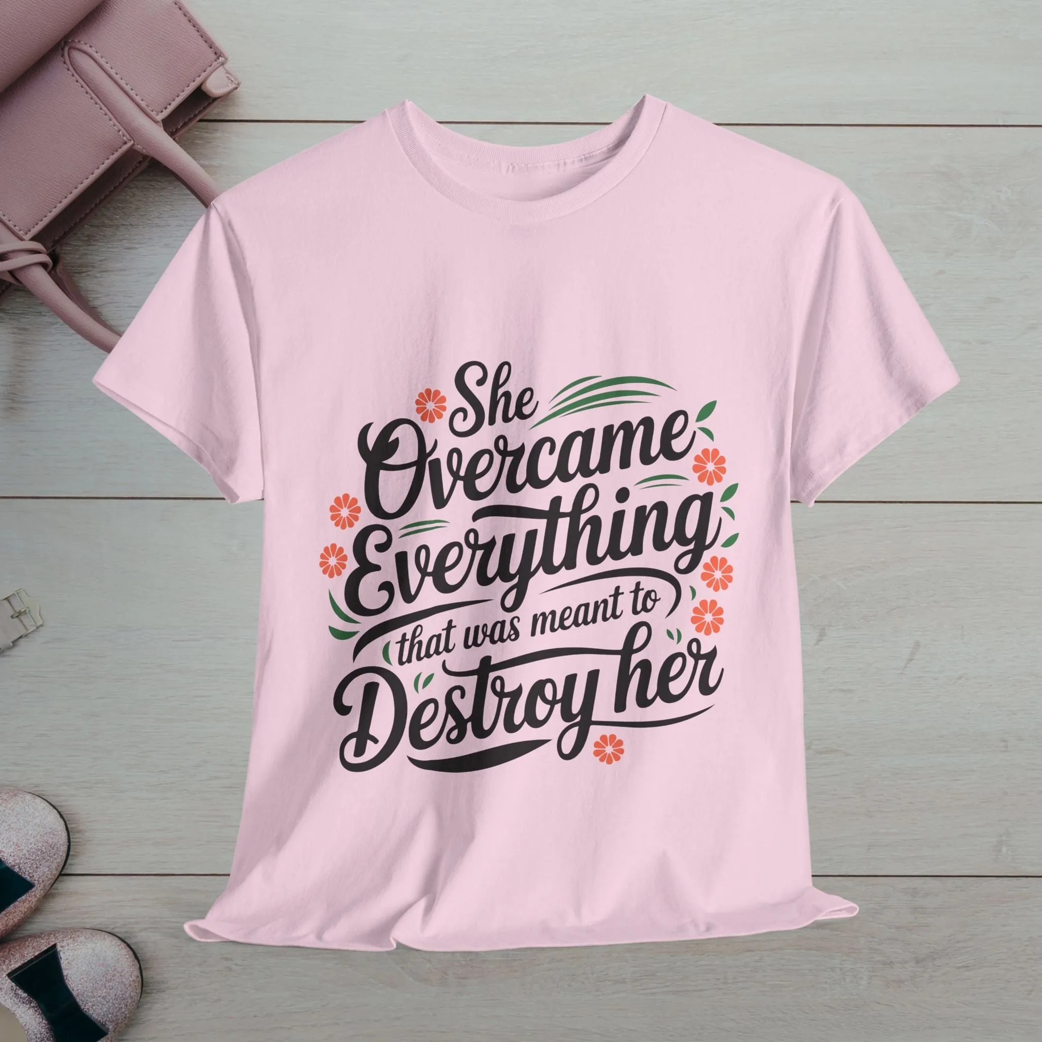 Empowering Women's Quote Unisex Heavy Cotton Tee - 'She Overcame Everything'