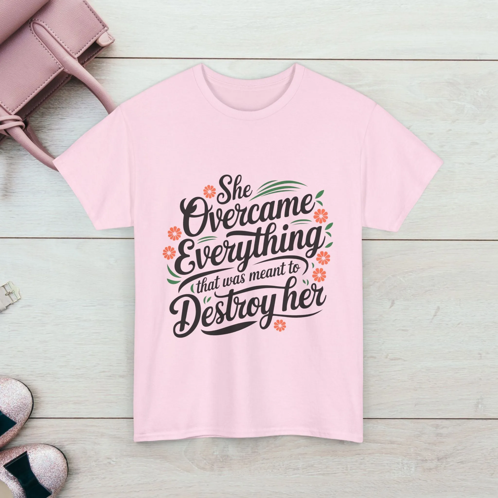 Empowering Women's Quote Unisex Heavy Cotton Tee - 'She Overcame Everything'