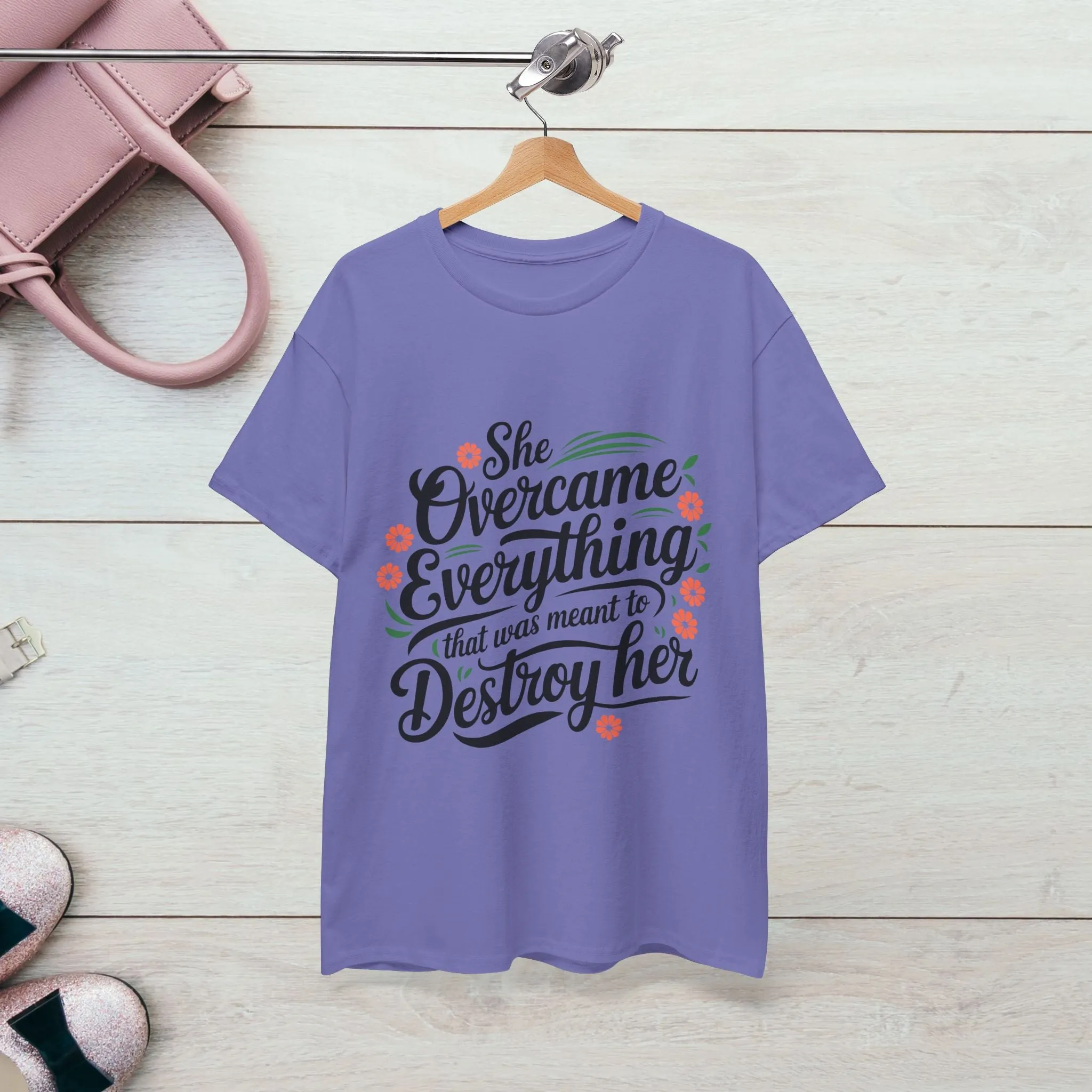 Empowering Women's Quote Unisex Heavy Cotton Tee - 'She Overcame Everything'