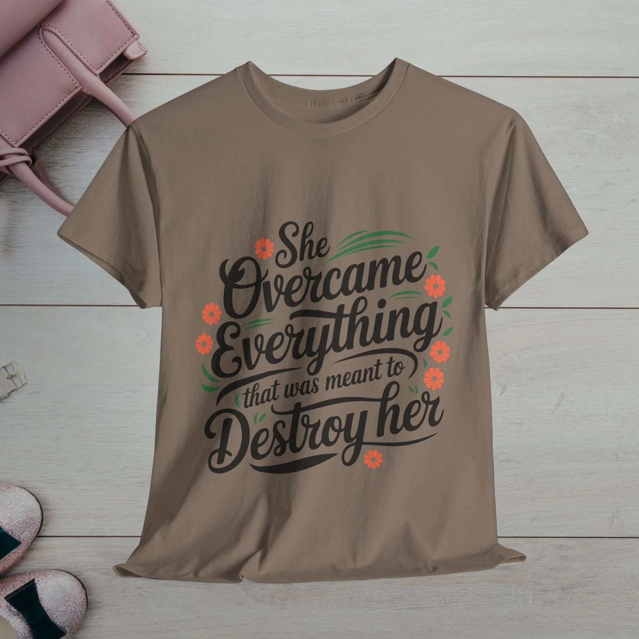 Empowering Women's Quote Unisex Heavy Cotton Tee - 'She Overcame Everything'