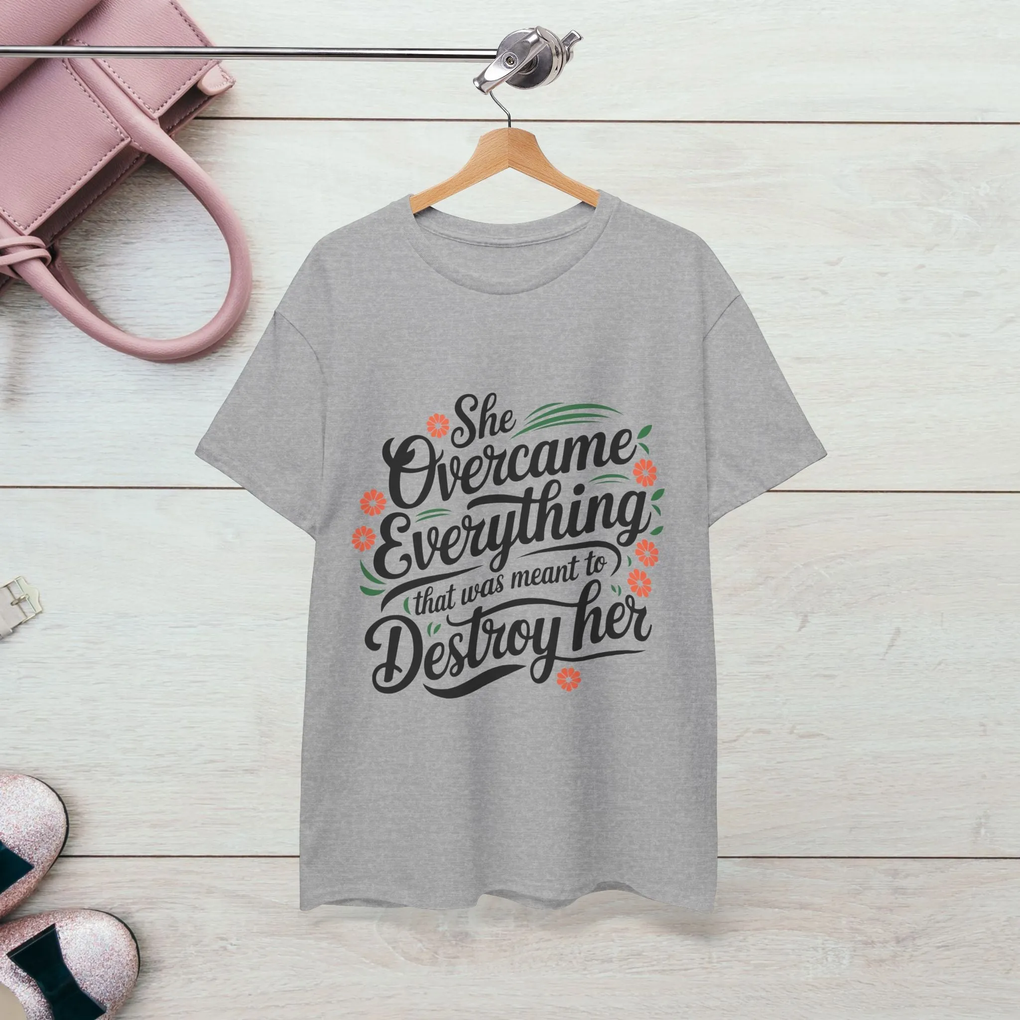Empowering Women's Quote Unisex Heavy Cotton Tee - 'She Overcame Everything'