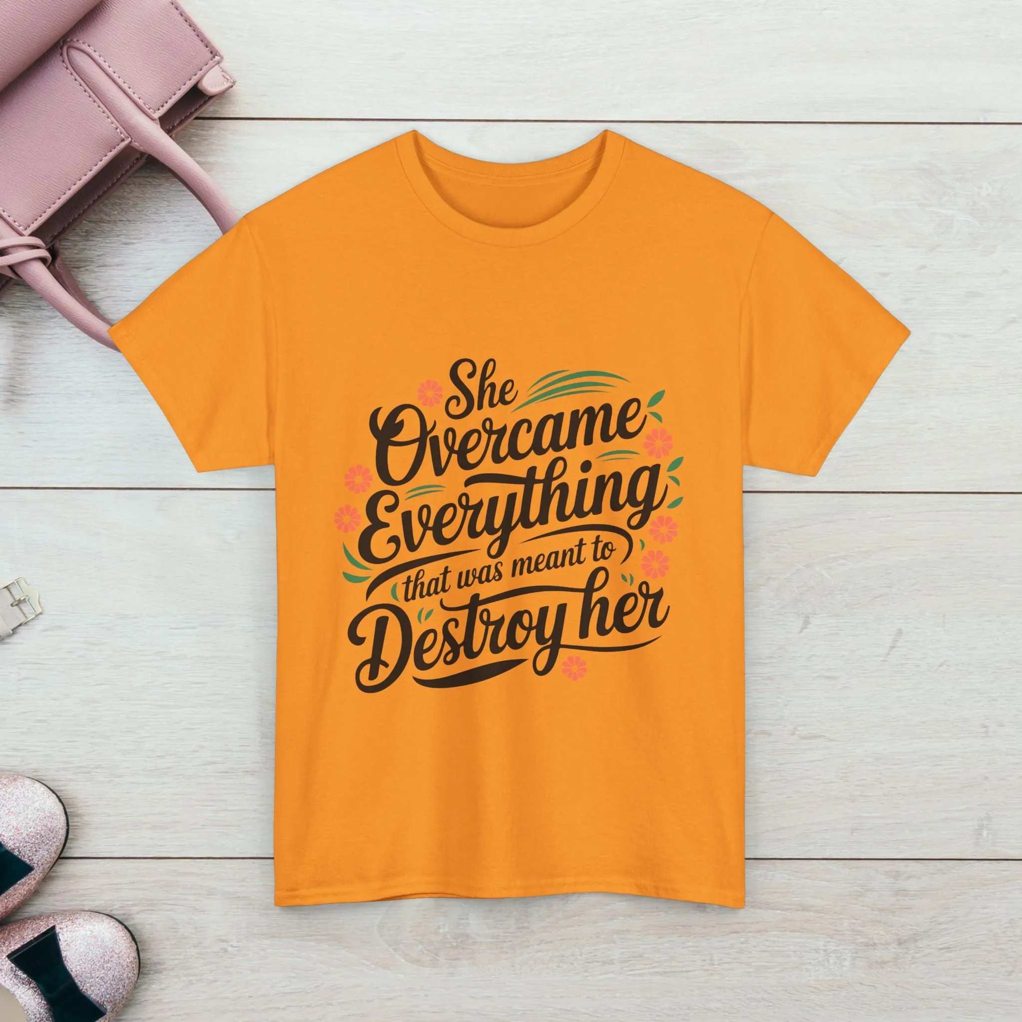 Empowering Women's Quote Unisex Heavy Cotton Tee - 'She Overcame Everything'