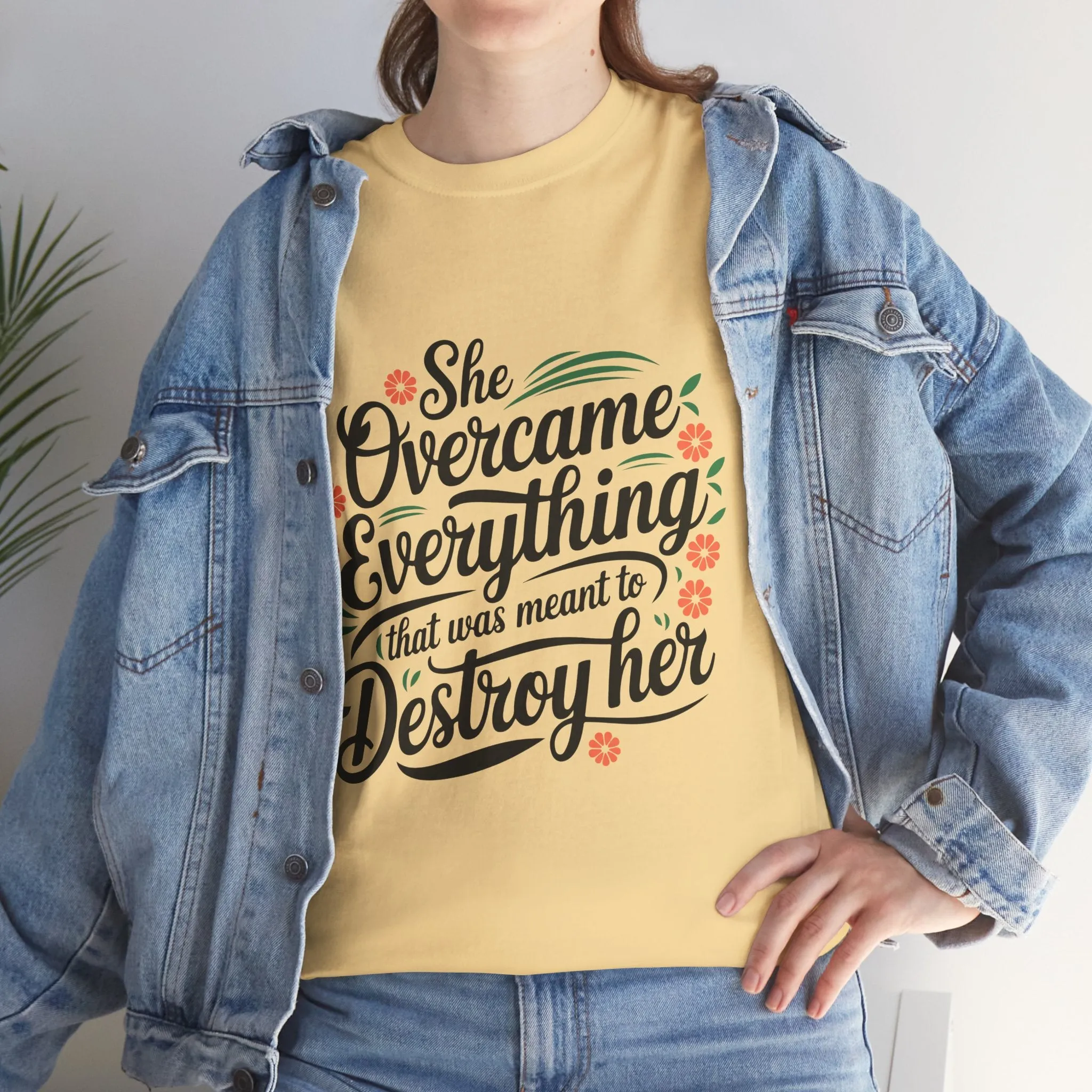 Empowering Women's Quote Unisex Heavy Cotton Tee - 'She Overcame Everything'