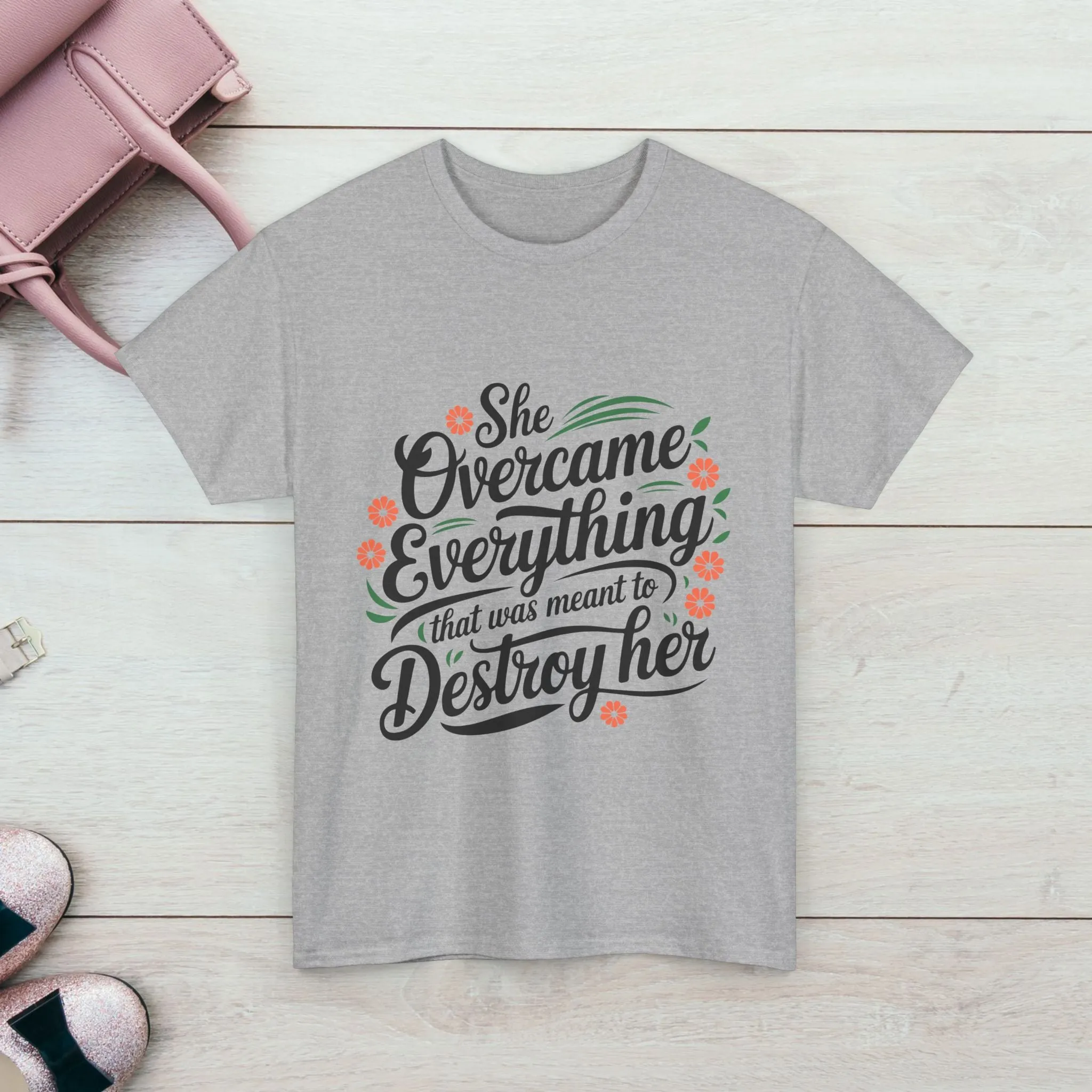 Empowering Women's Quote Unisex Heavy Cotton Tee - 'She Overcame Everything'