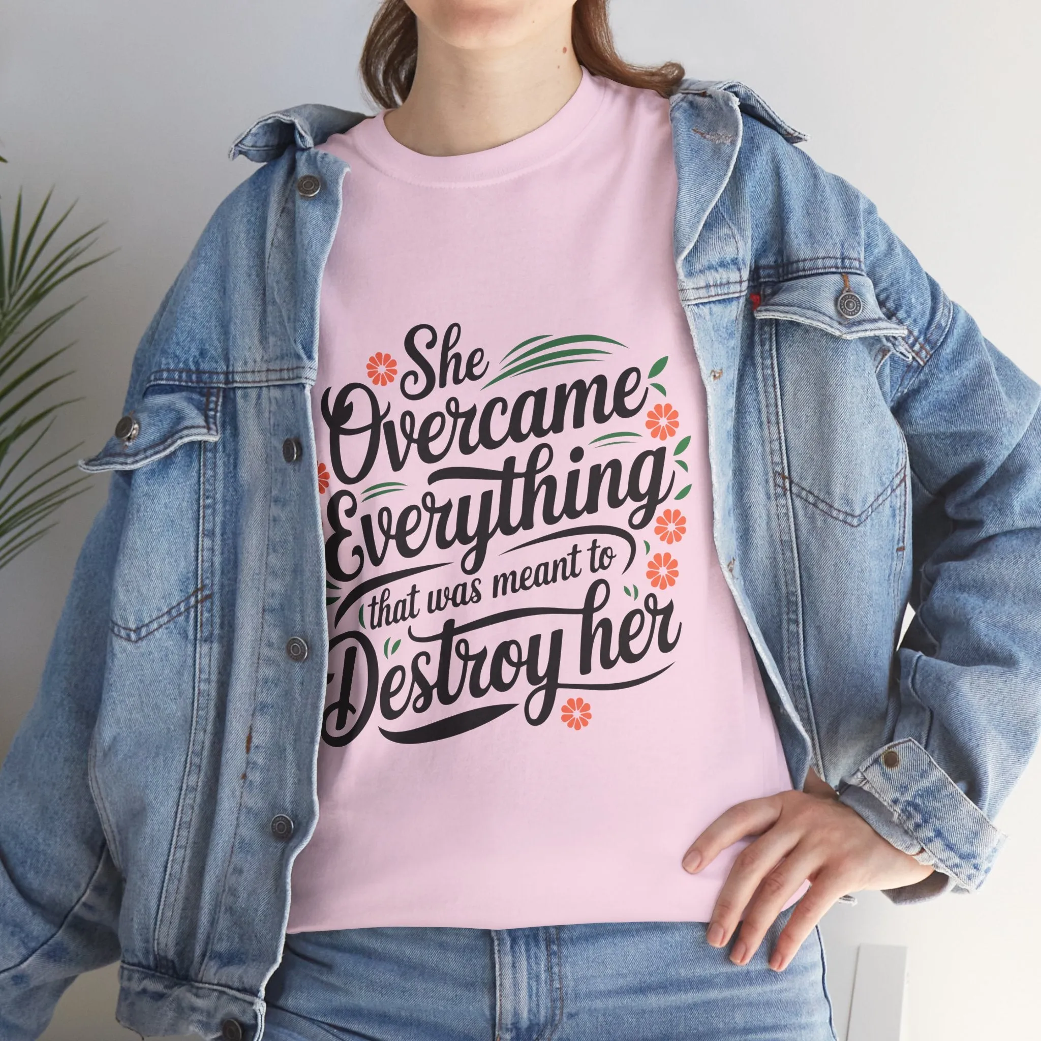 Empowering Women's Quote Unisex Heavy Cotton Tee - 'She Overcame Everything'
