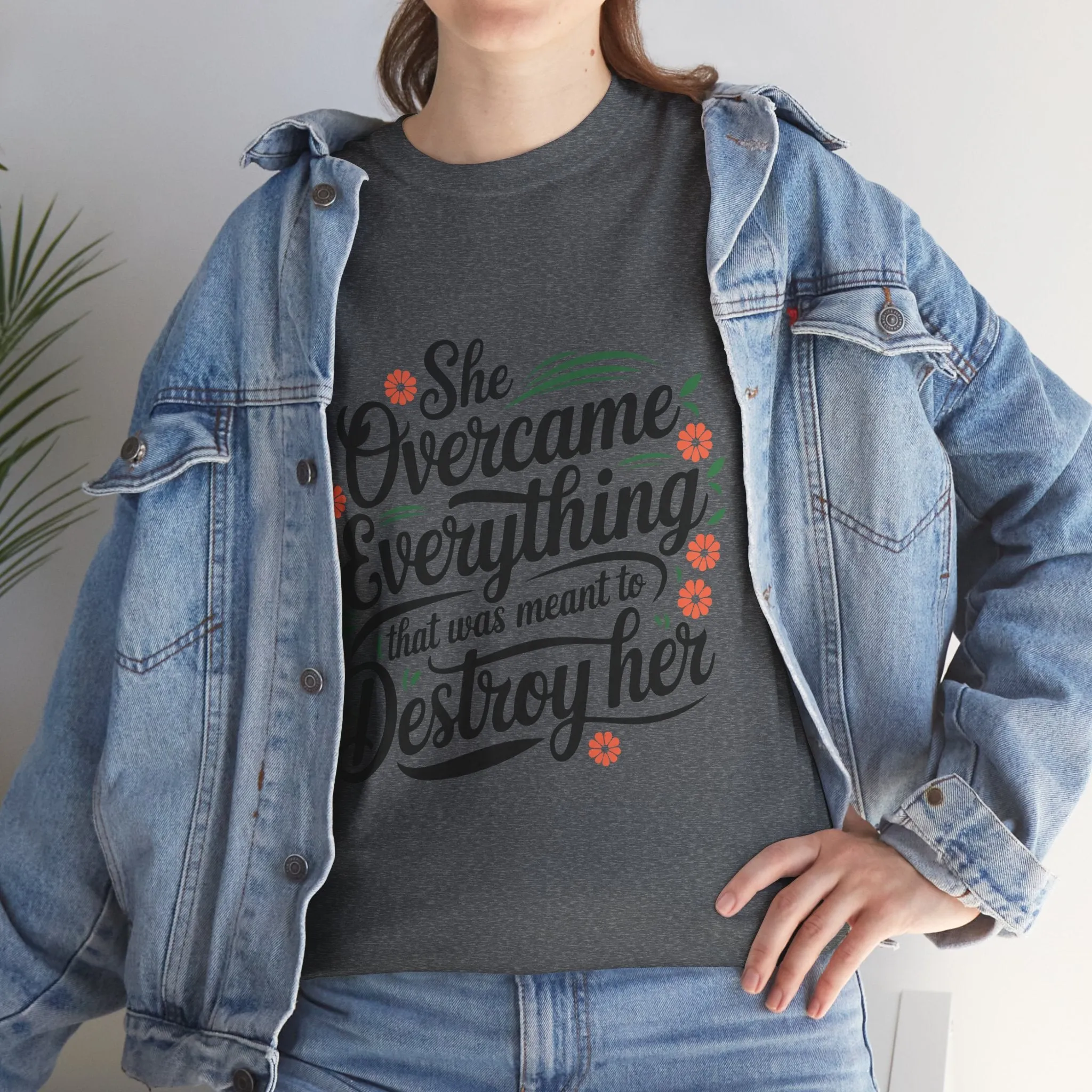 Empowering Women's Quote Unisex Heavy Cotton Tee - 'She Overcame Everything'