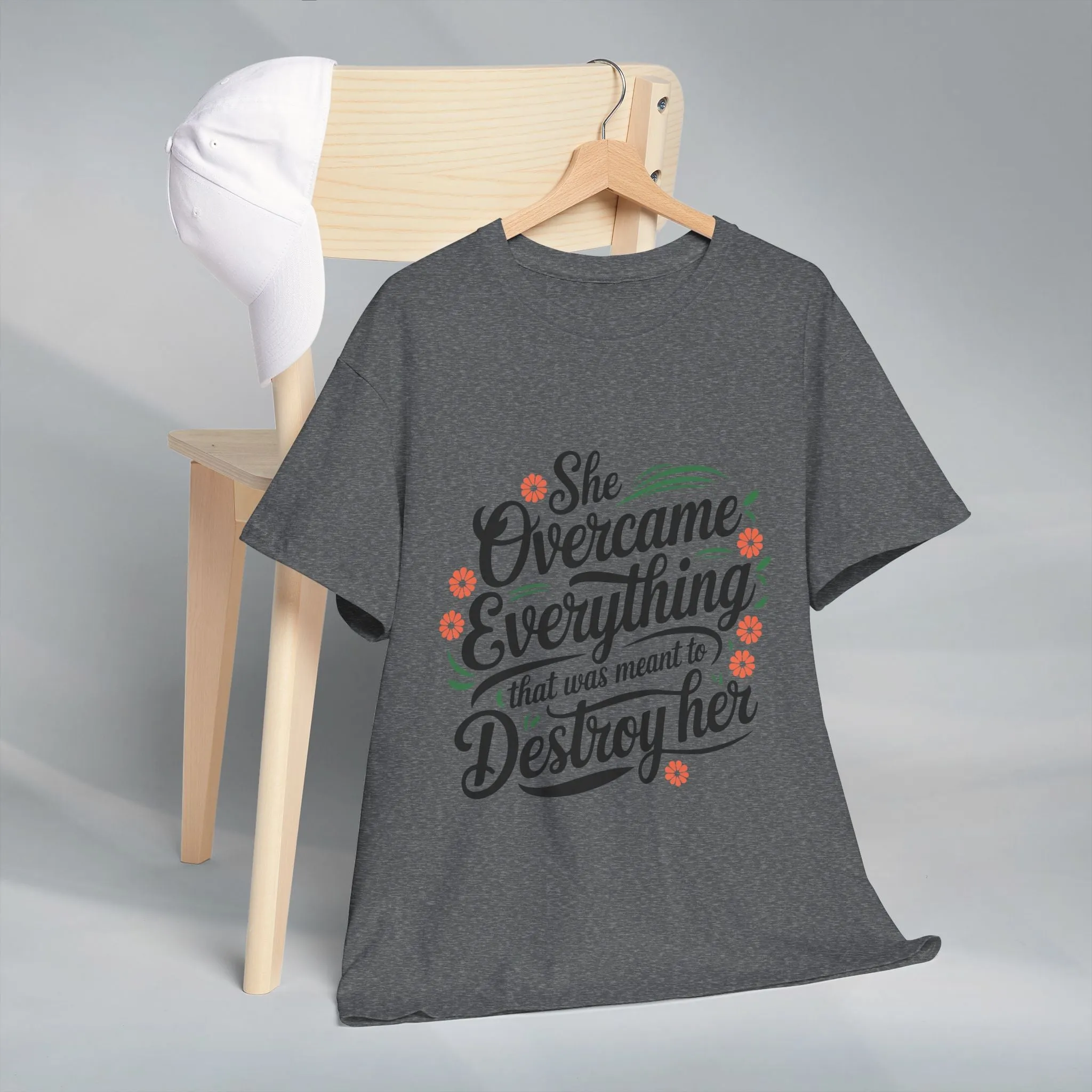 Empowering Women's Quote Unisex Heavy Cotton Tee - 'She Overcame Everything'
