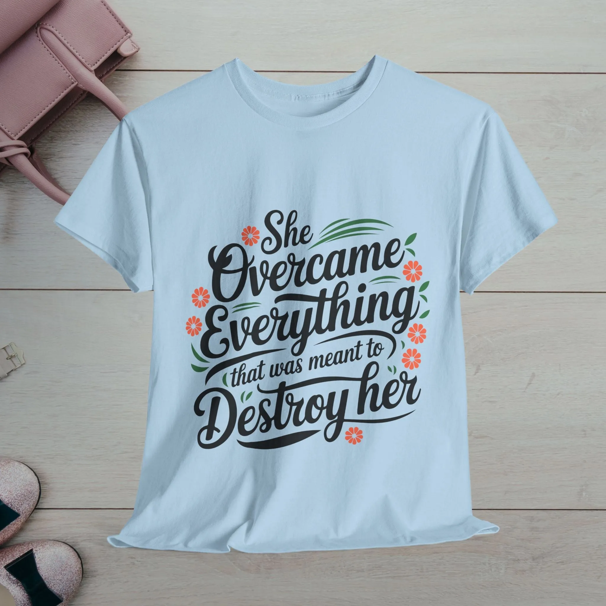 Empowering Women's Quote Unisex Heavy Cotton Tee - 'She Overcame Everything'