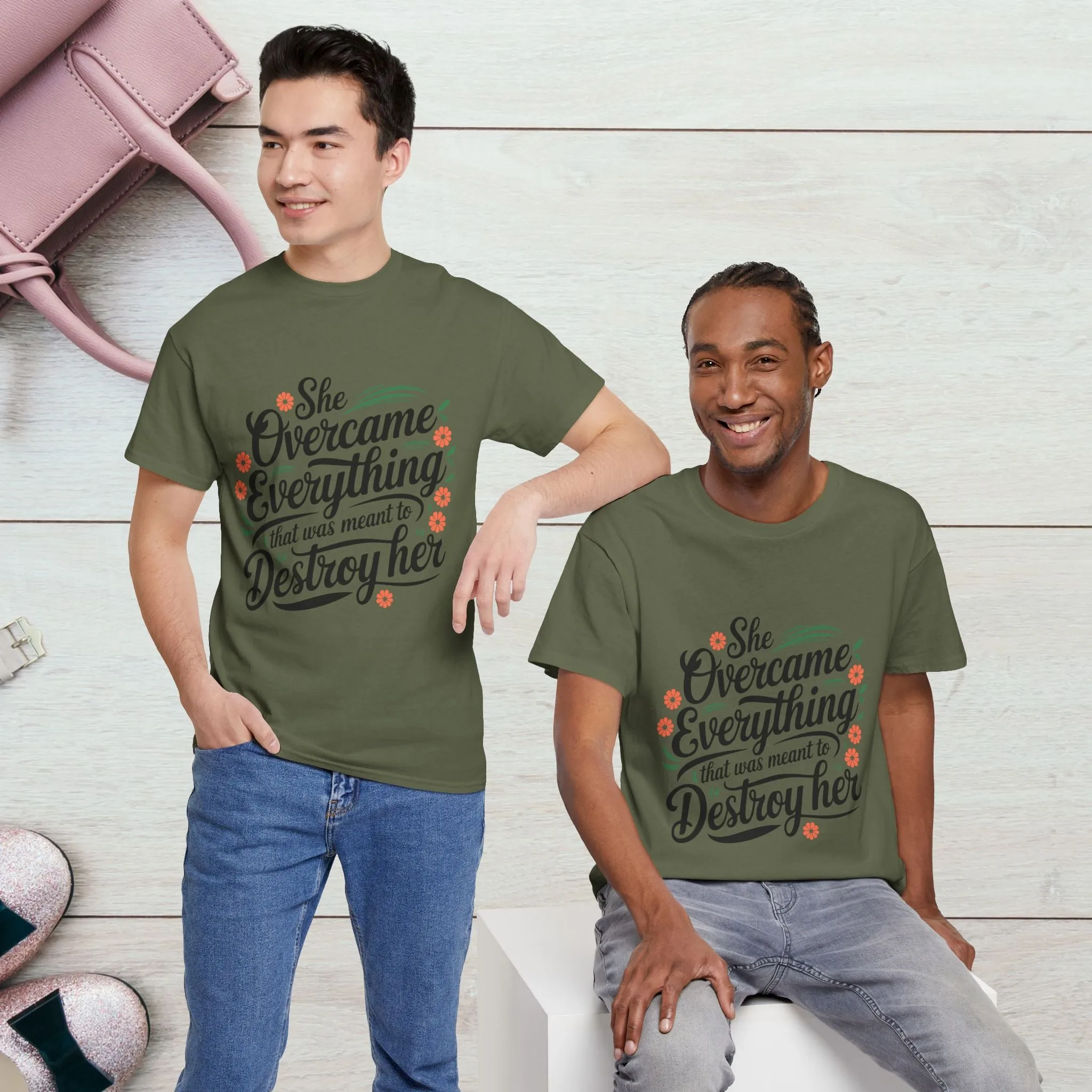 Empowering Women's Quote Unisex Heavy Cotton Tee - 'She Overcame Everything'