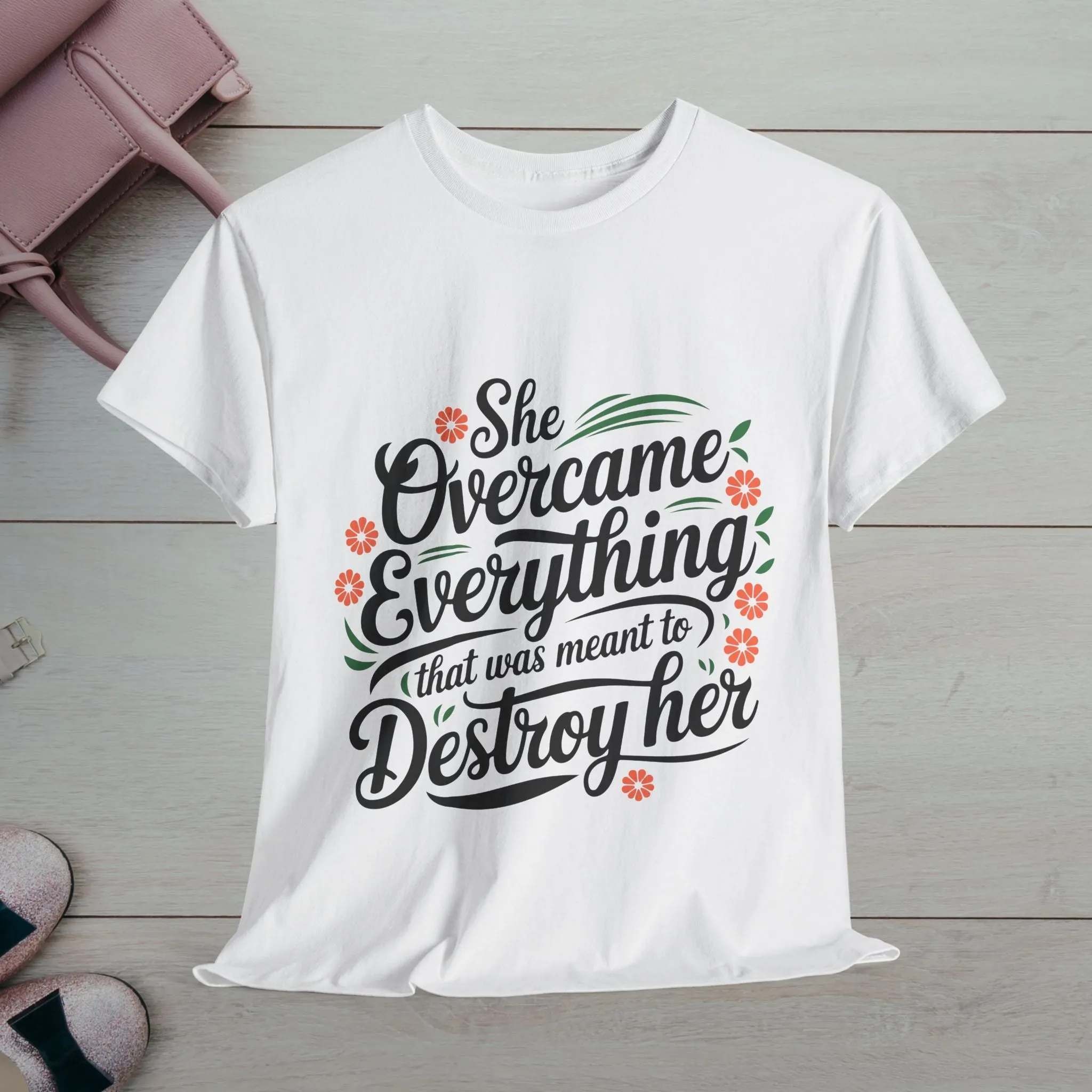 Empowering Women's Quote Unisex Heavy Cotton Tee - 'She Overcame Everything'
