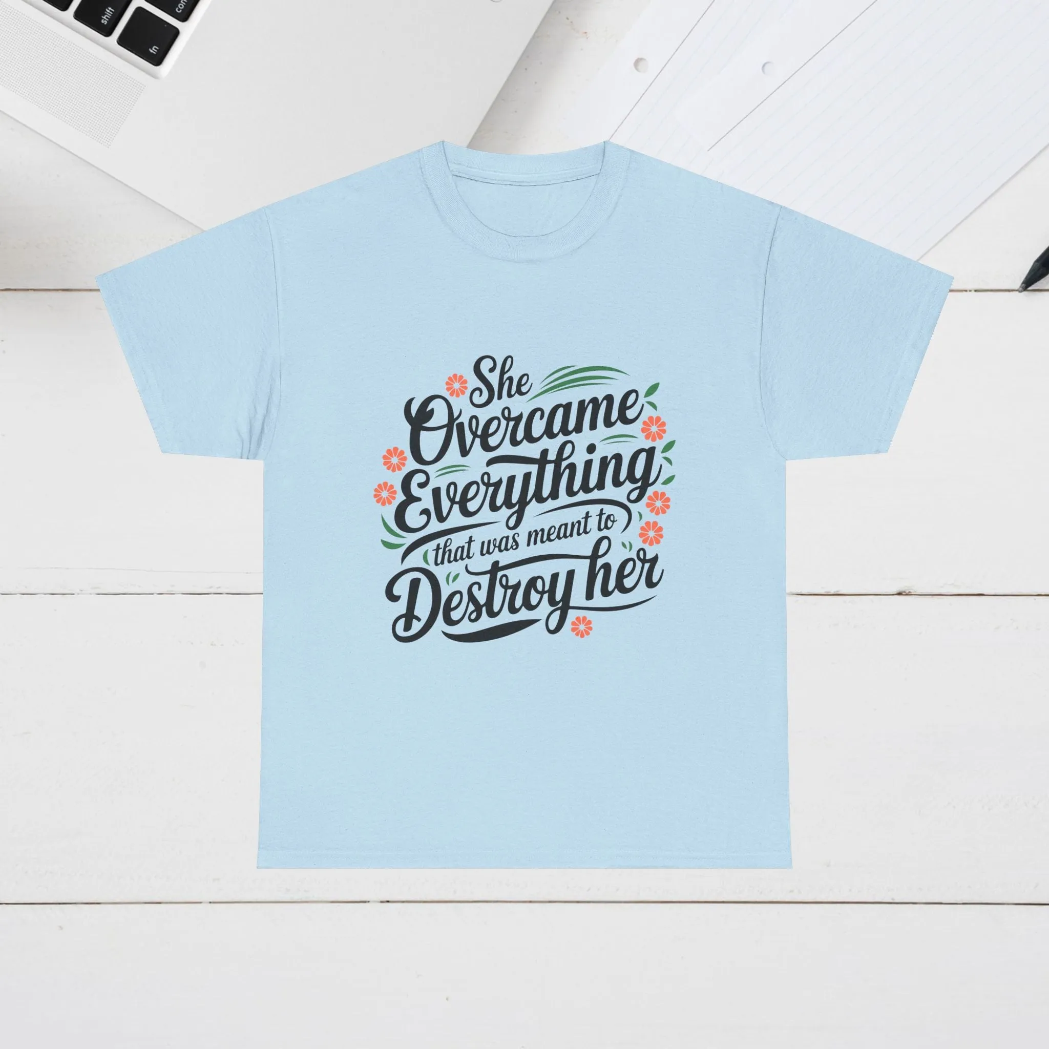 Empowering Women's Quote Unisex Heavy Cotton Tee - 'She Overcame Everything'