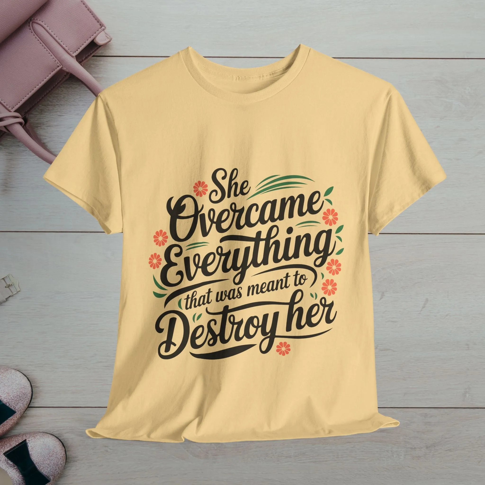 Empowering Women's Quote Unisex Heavy Cotton Tee - 'She Overcame Everything'
