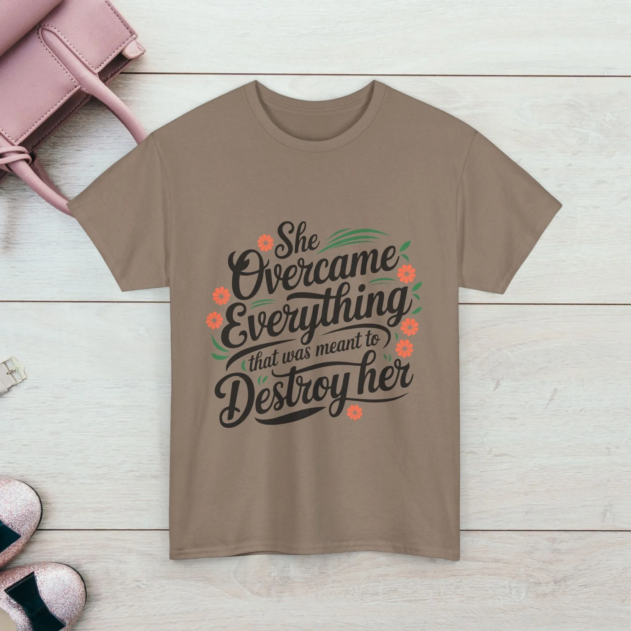 Empowering Women's Quote Unisex Heavy Cotton Tee - 'She Overcame Everything'