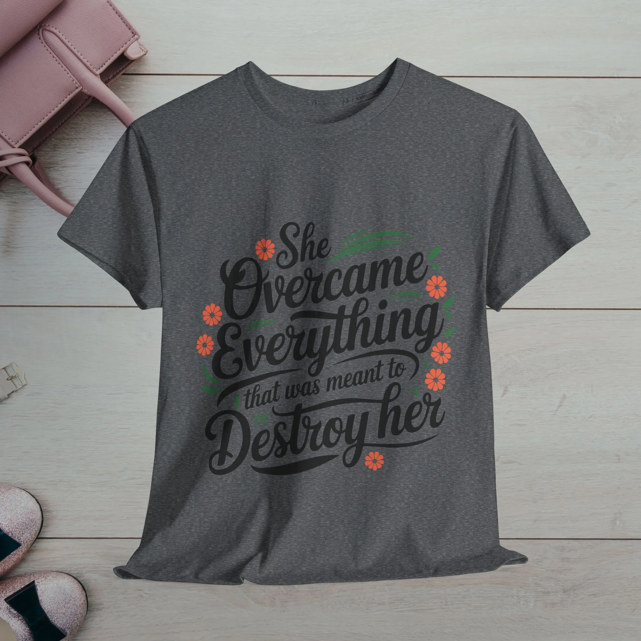 Empowering Women's Quote Unisex Heavy Cotton Tee - 'She Overcame Everything'