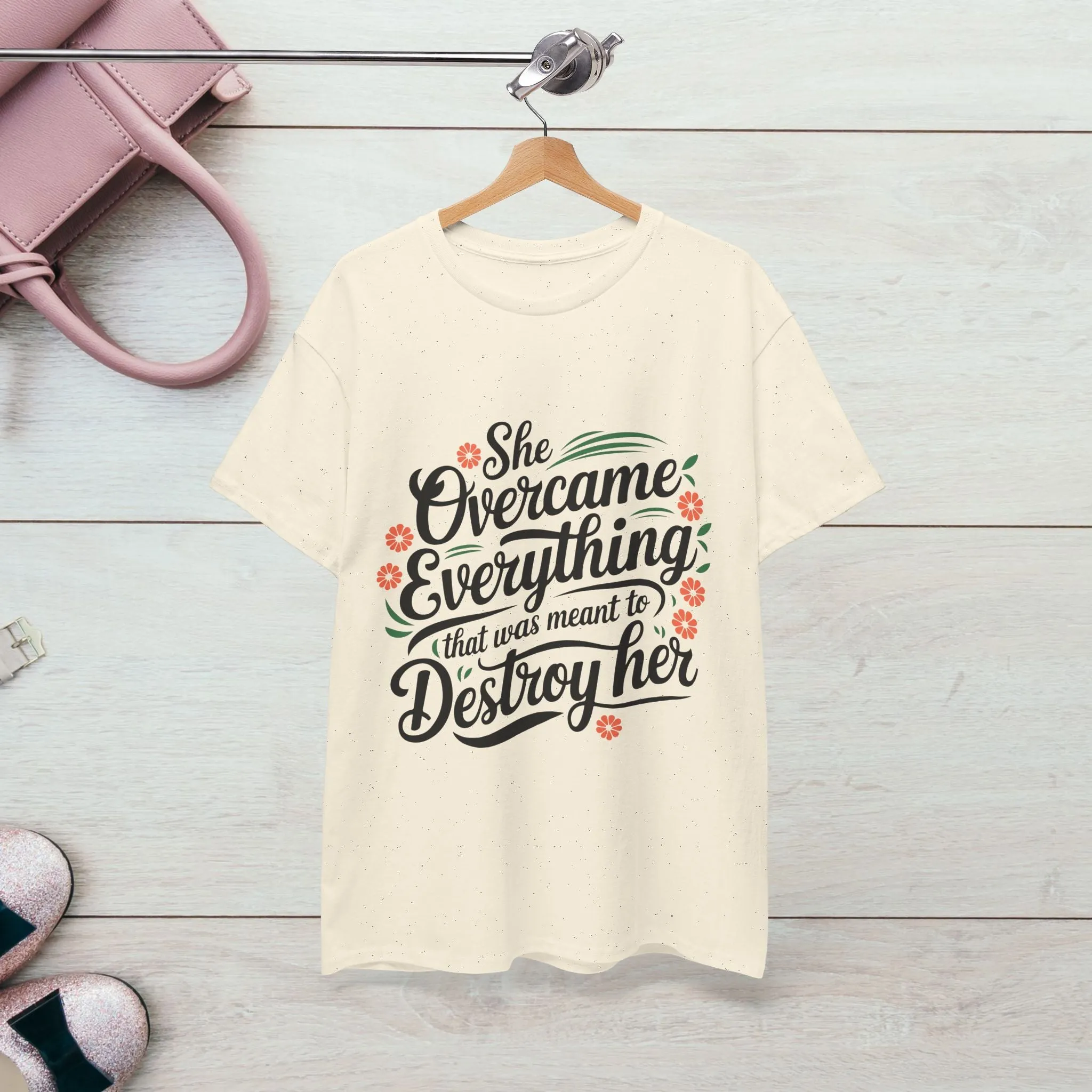 Empowering Women's Quote Unisex Heavy Cotton Tee - 'She Overcame Everything'