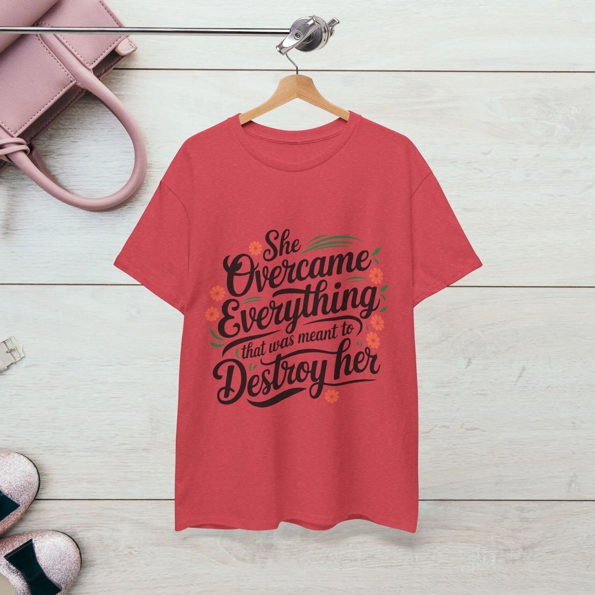 Empowering Women's Quote Unisex Heavy Cotton Tee - 'She Overcame Everything'