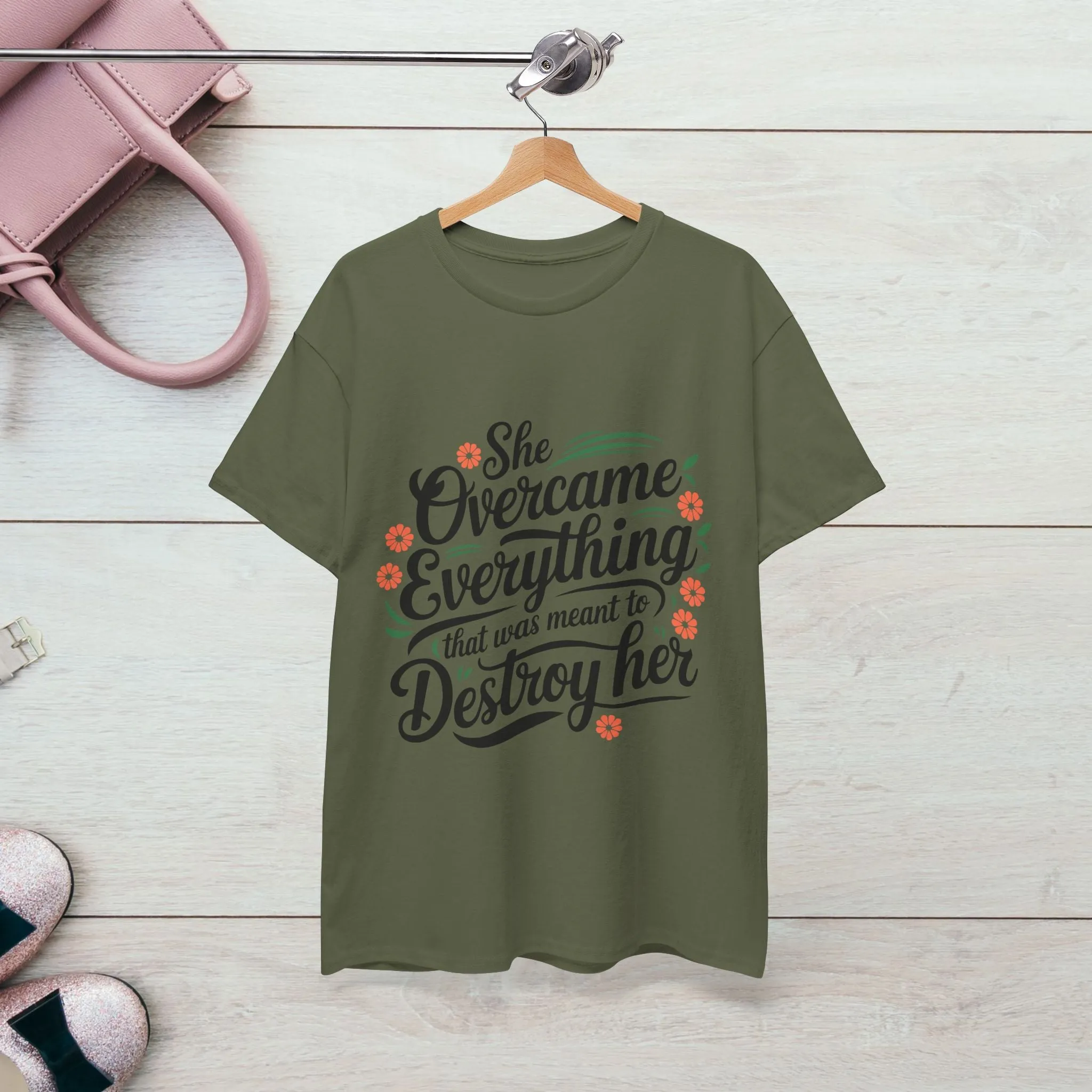 Empowering Women's Quote Unisex Heavy Cotton Tee - 'She Overcame Everything'
