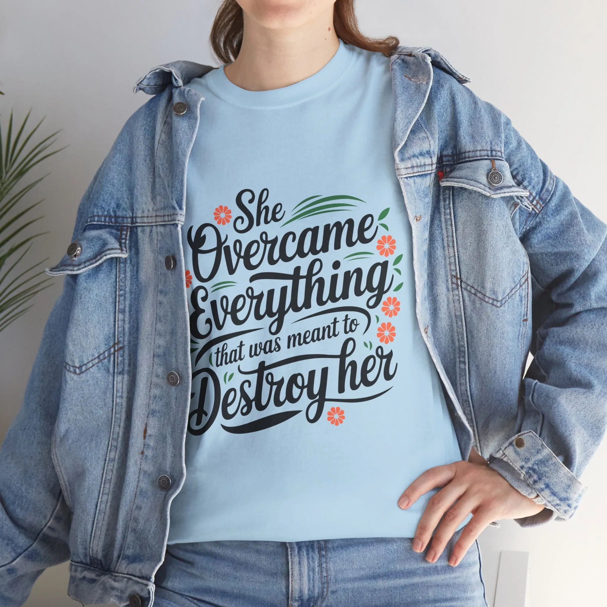 Empowering Women's Quote Unisex Heavy Cotton Tee - 'She Overcame Everything'