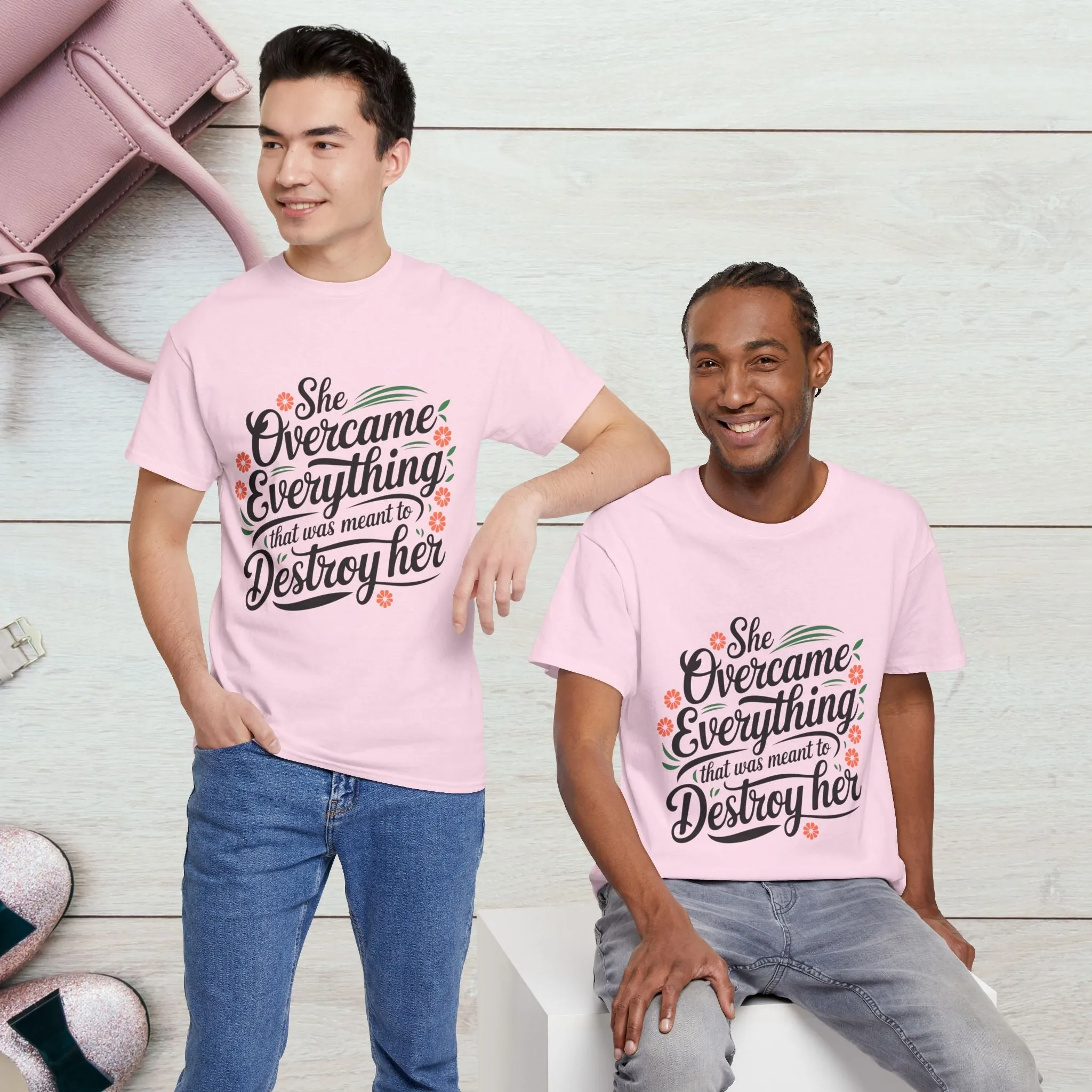 Empowering Women's Quote Unisex Heavy Cotton Tee - 'She Overcame Everything'
