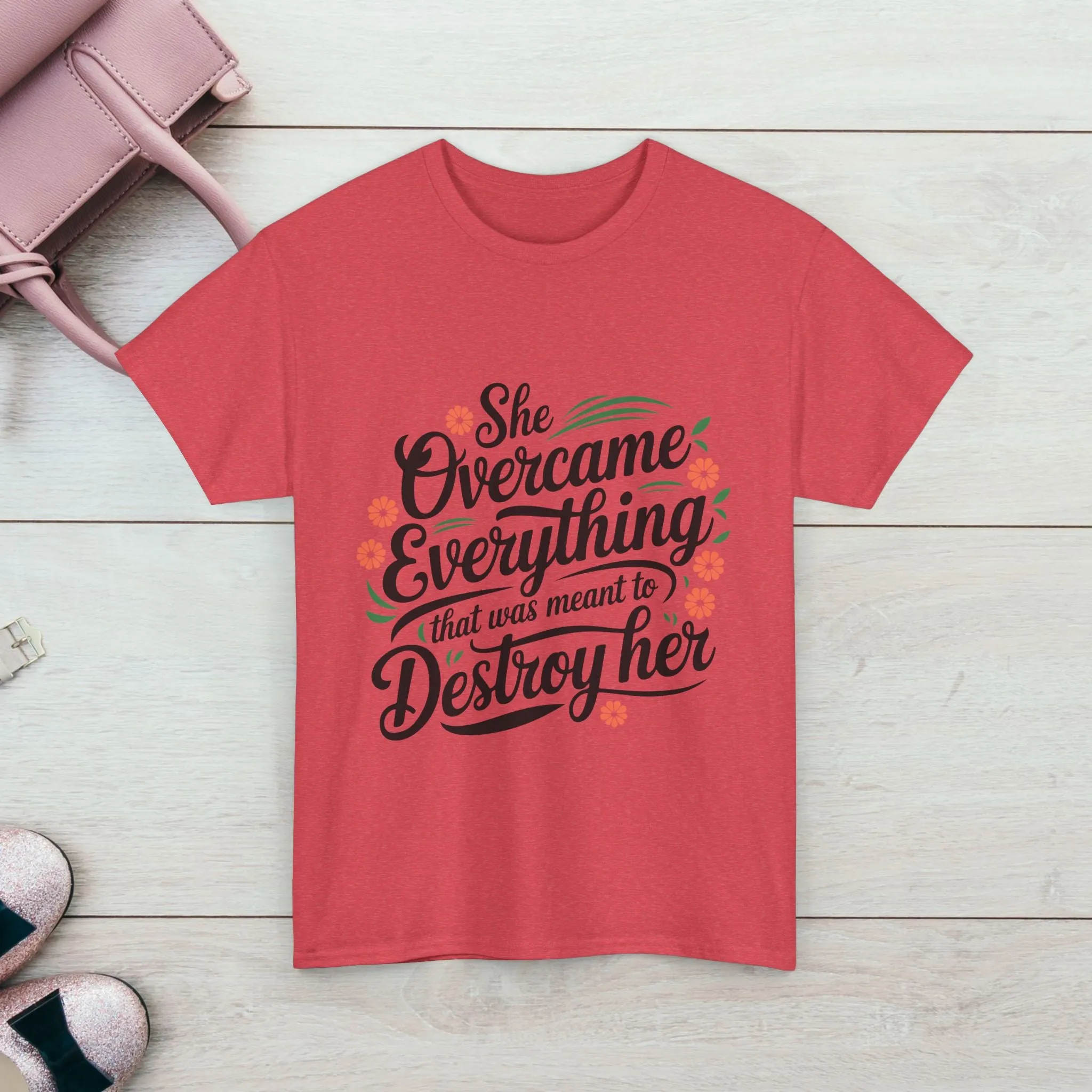 Empowering Women's Quote Unisex Heavy Cotton Tee - 'She Overcame Everything'