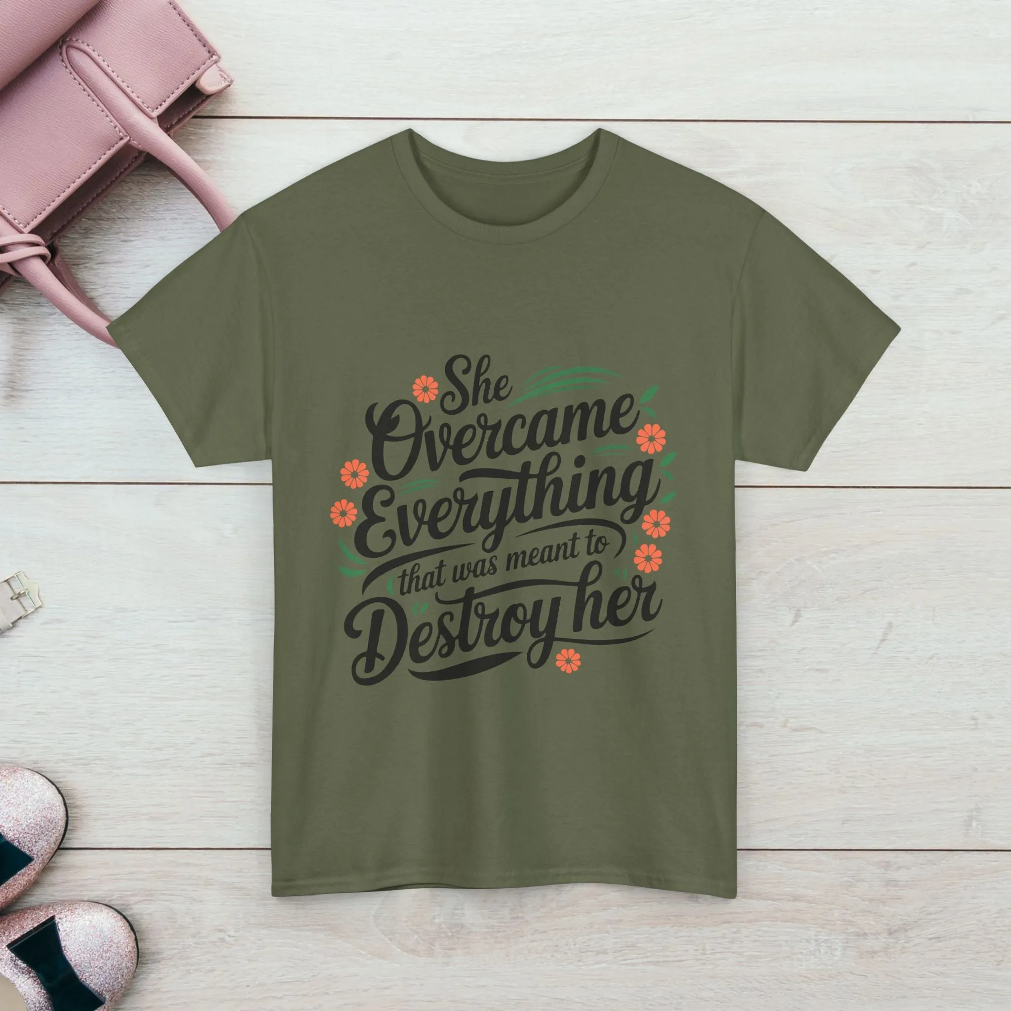 Empowering Women's Quote Unisex Heavy Cotton Tee - 'She Overcame Everything'