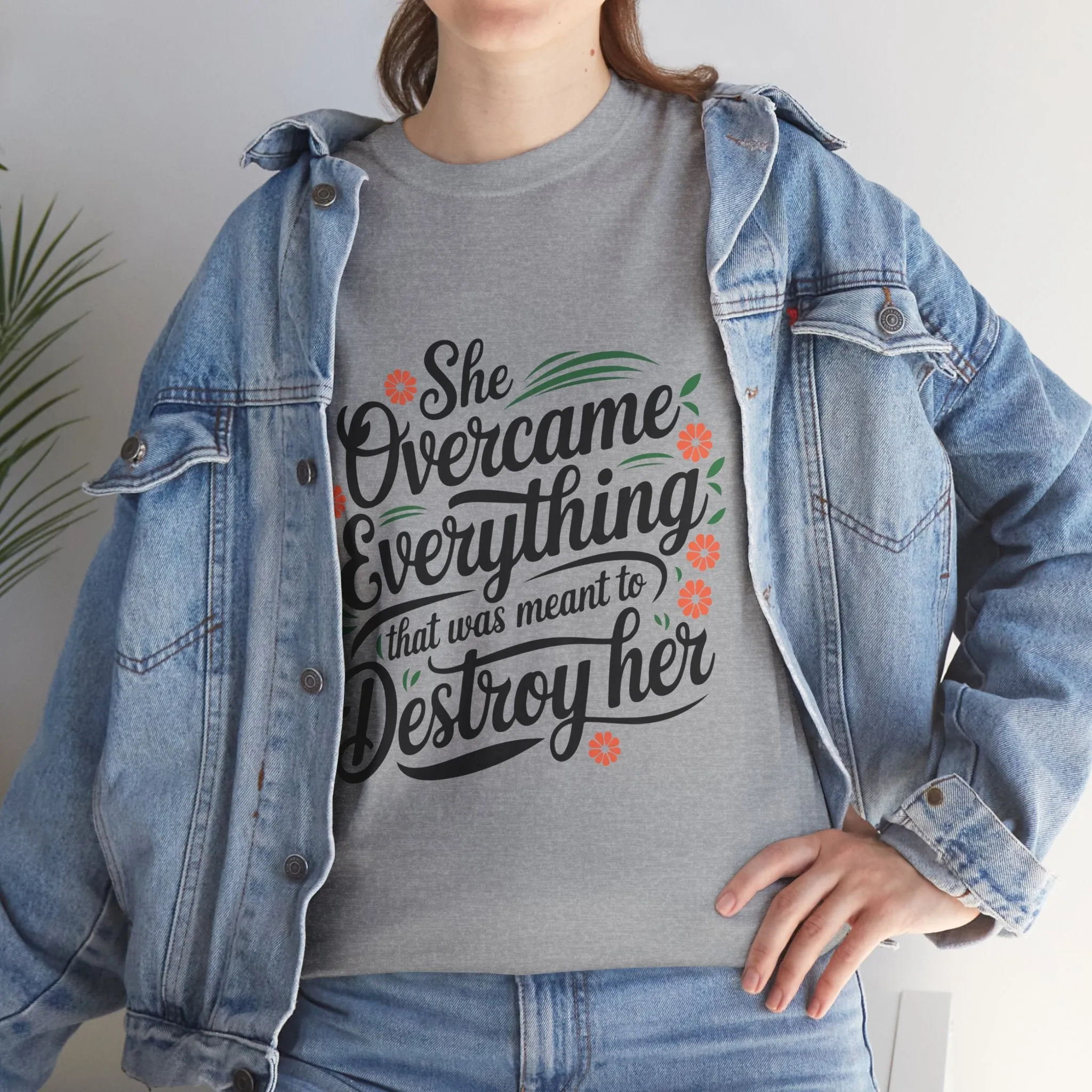 Empowering Women's Quote Unisex Heavy Cotton Tee - 'She Overcame Everything'