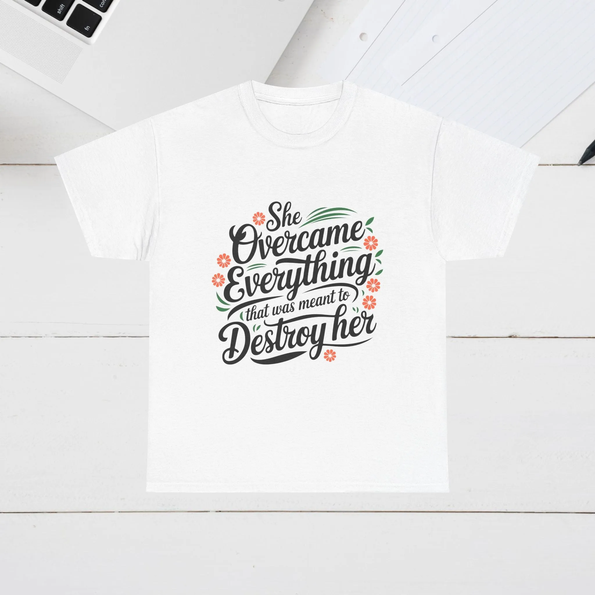 Empowering Women's Quote Unisex Heavy Cotton Tee - 'She Overcame Everything'