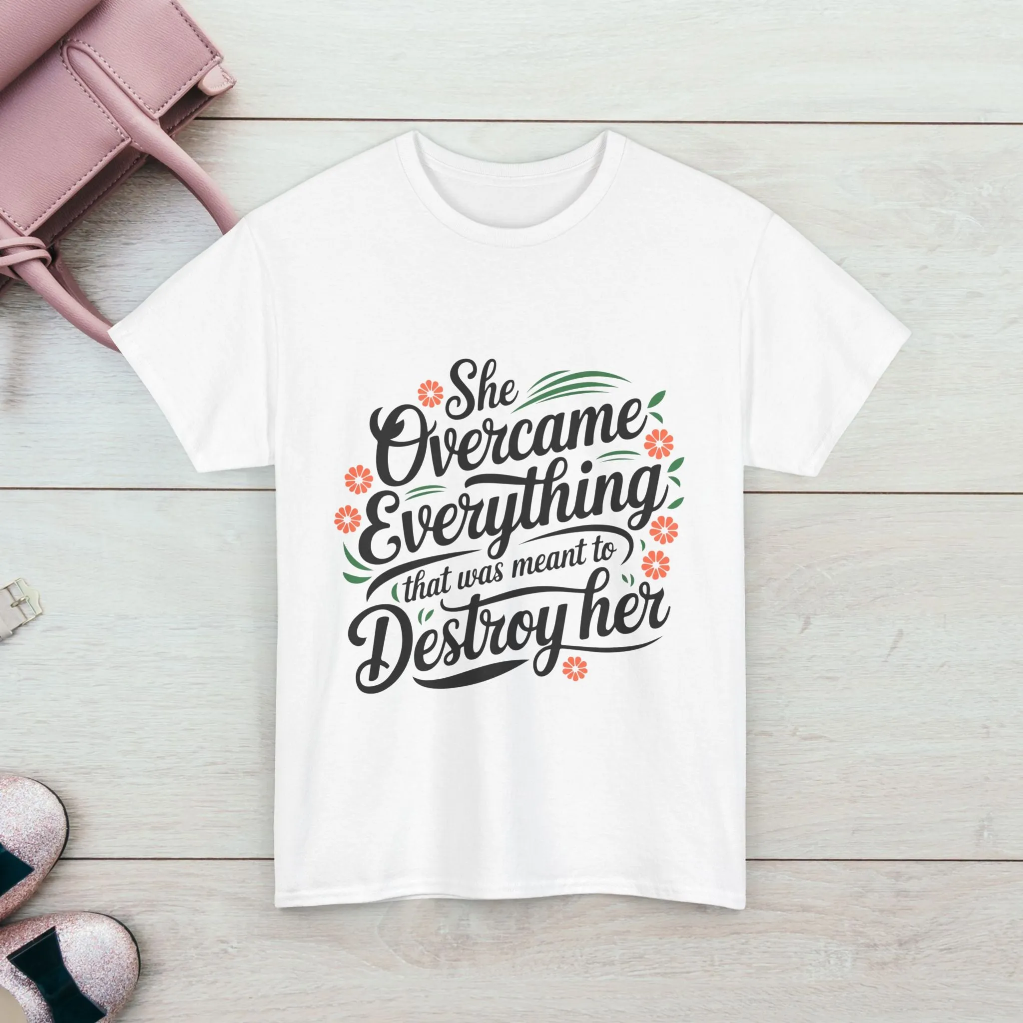 Empowering Women's Quote Unisex Heavy Cotton Tee - 'She Overcame Everything'