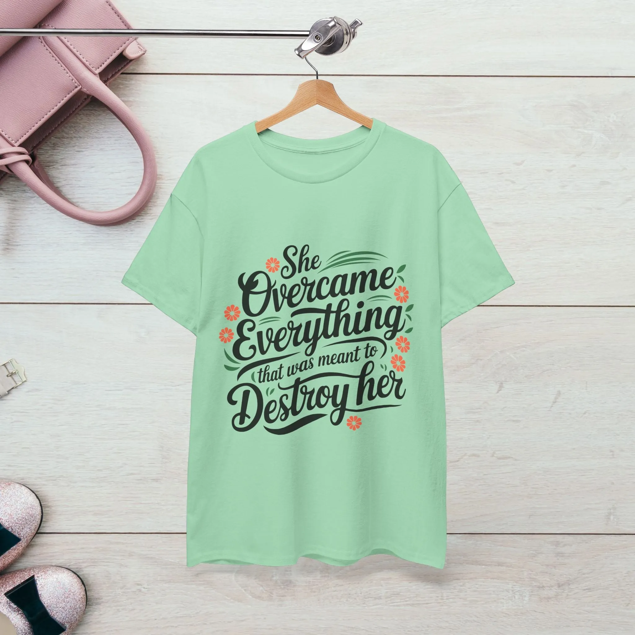 Empowering Women's Quote Unisex Heavy Cotton Tee - 'She Overcame Everything'