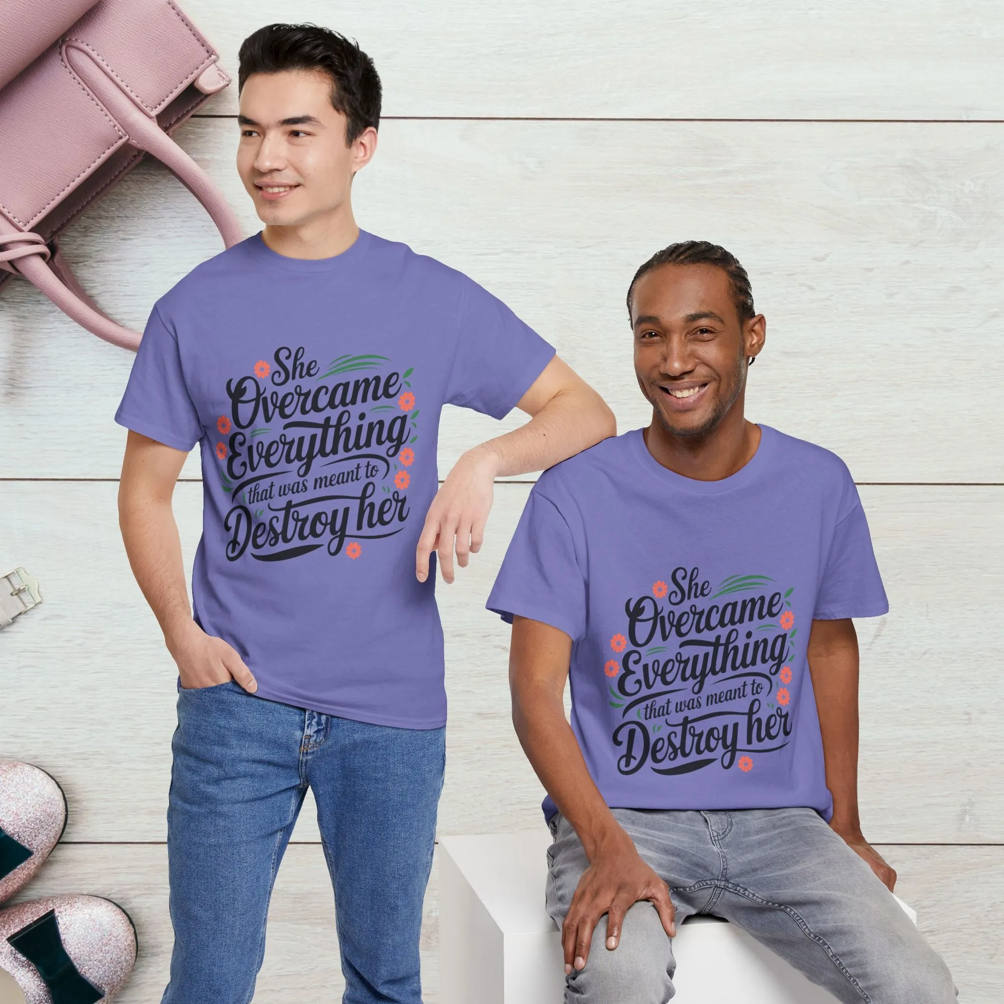 Empowering Women's Quote Unisex Heavy Cotton Tee - 'She Overcame Everything'