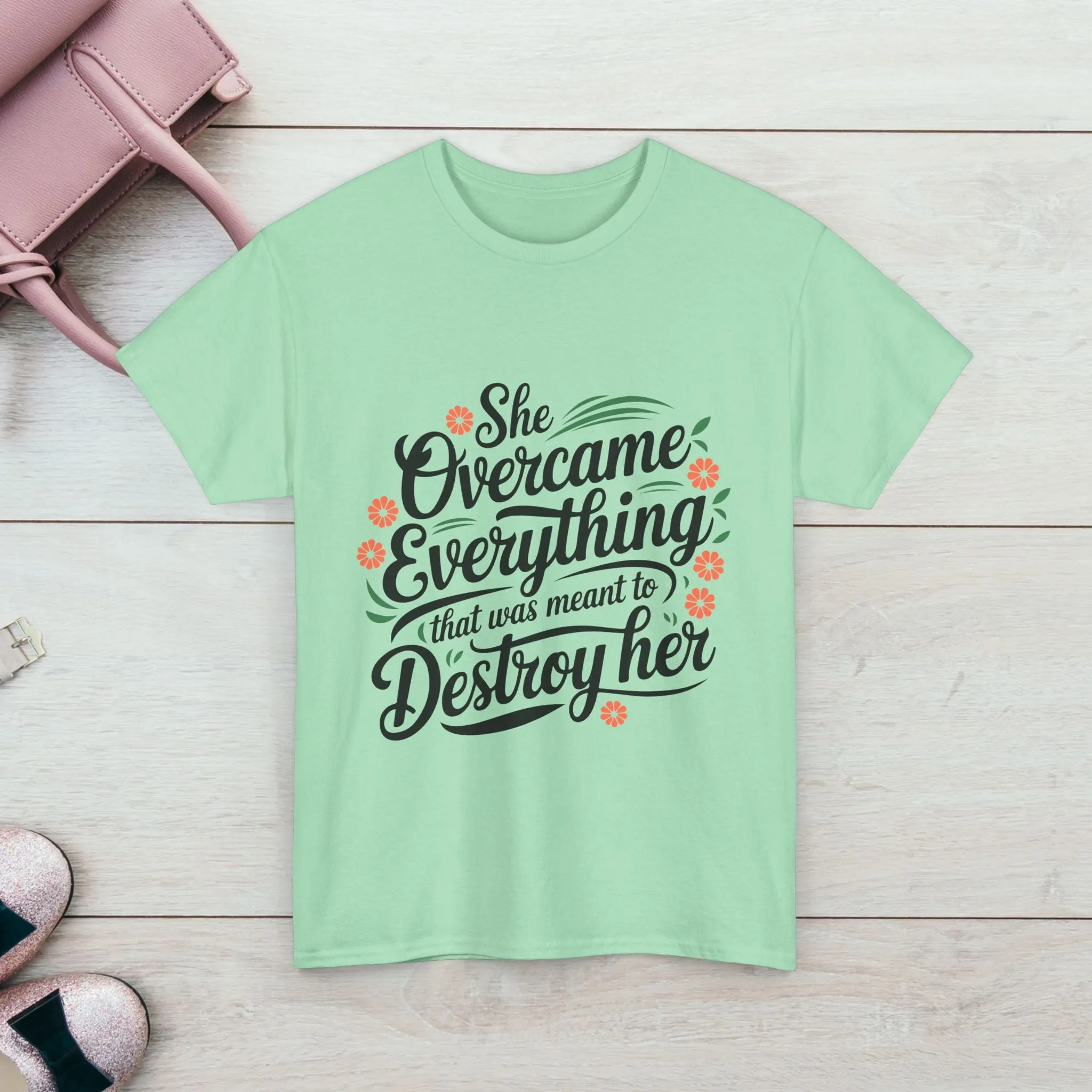 Empowering Women's Quote Unisex Heavy Cotton Tee - 'She Overcame Everything'