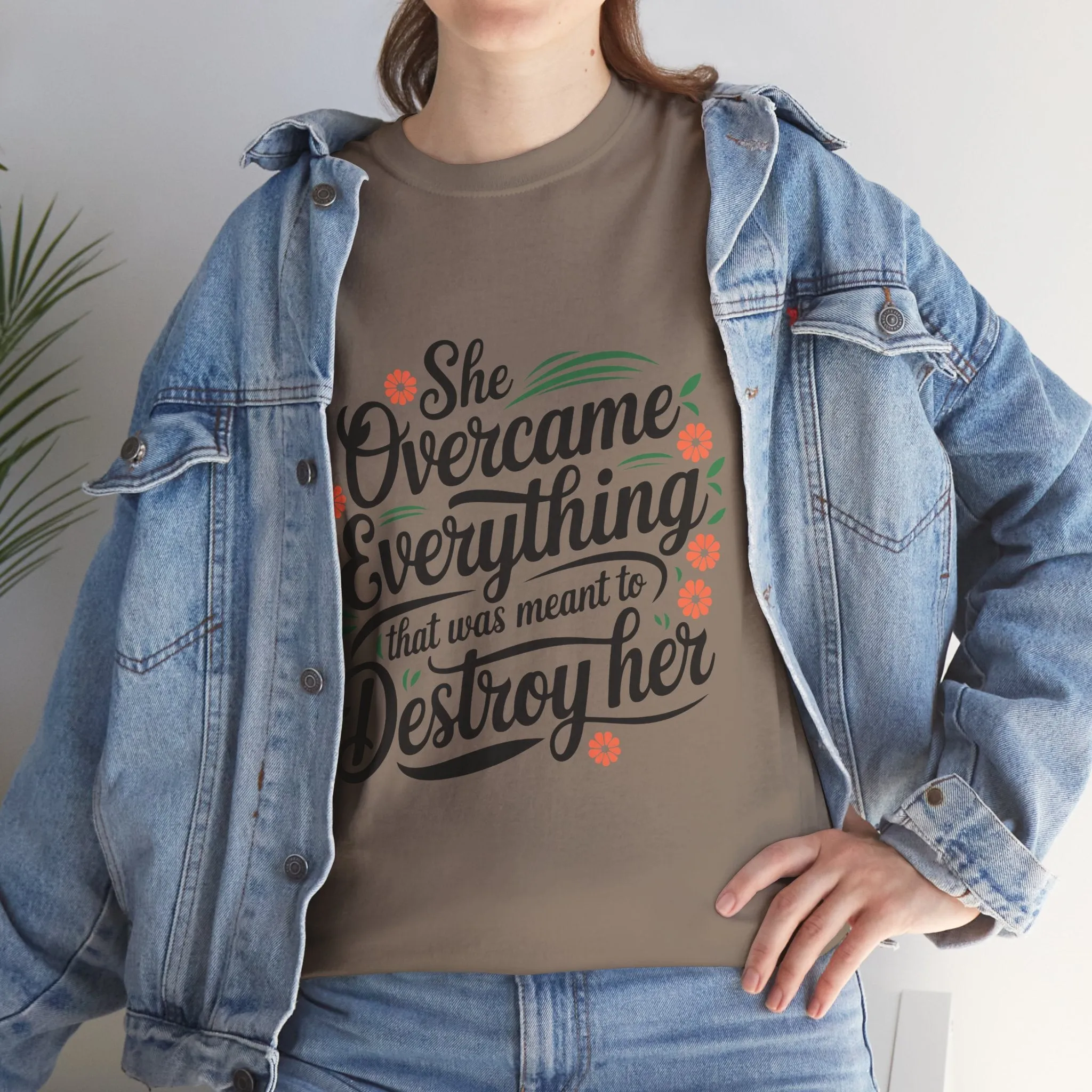Empowering Women's Quote Unisex Heavy Cotton Tee - 'She Overcame Everything'