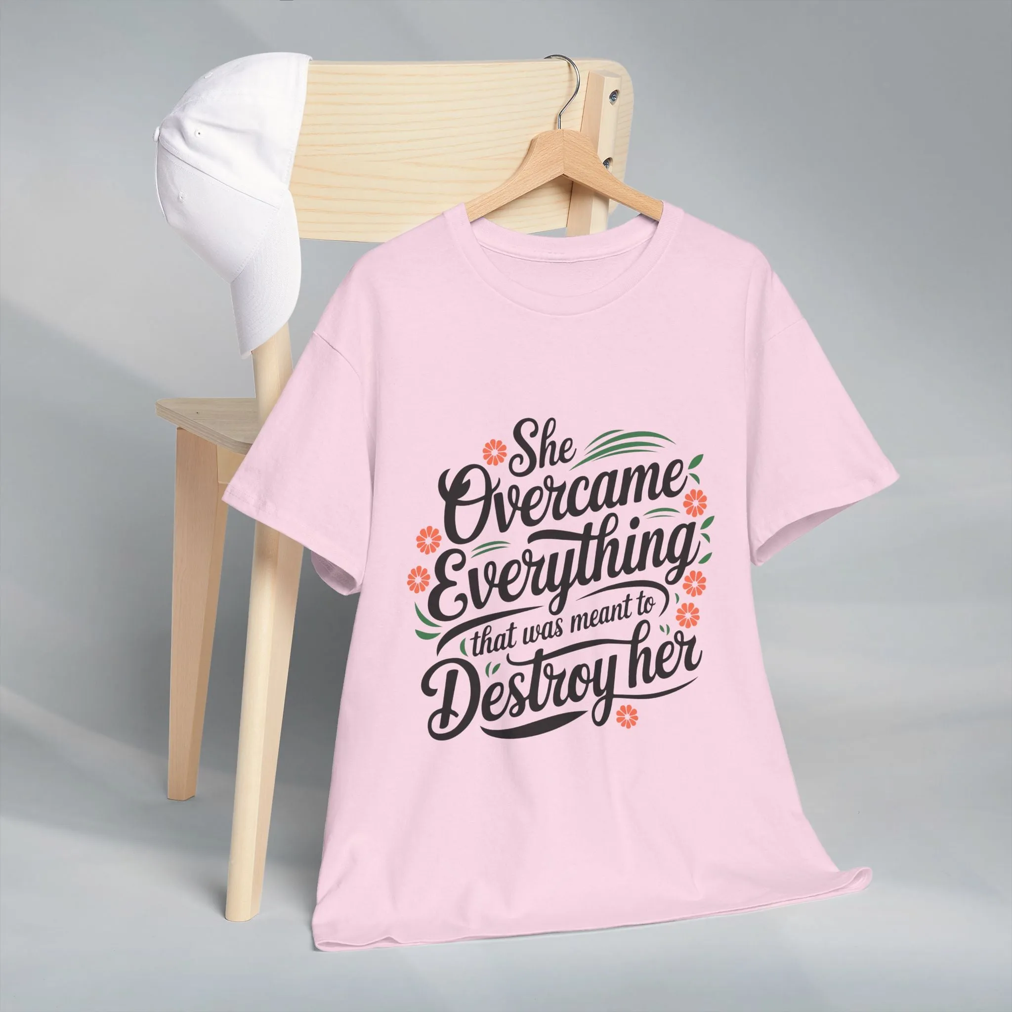 Empowering Women's Quote Unisex Heavy Cotton Tee - 'She Overcame Everything'
