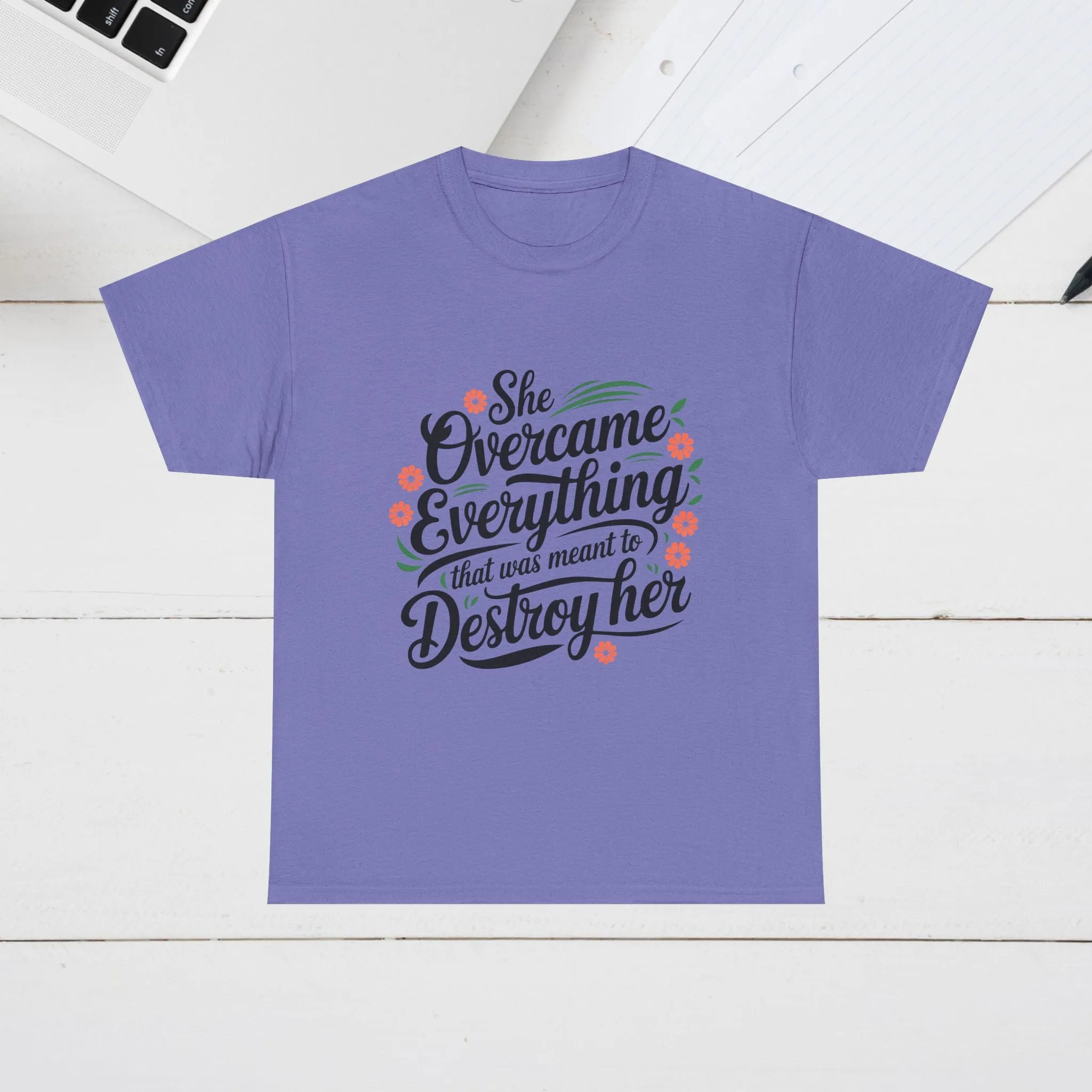 Empowering Women's Quote Unisex Heavy Cotton Tee - 'She Overcame Everything'