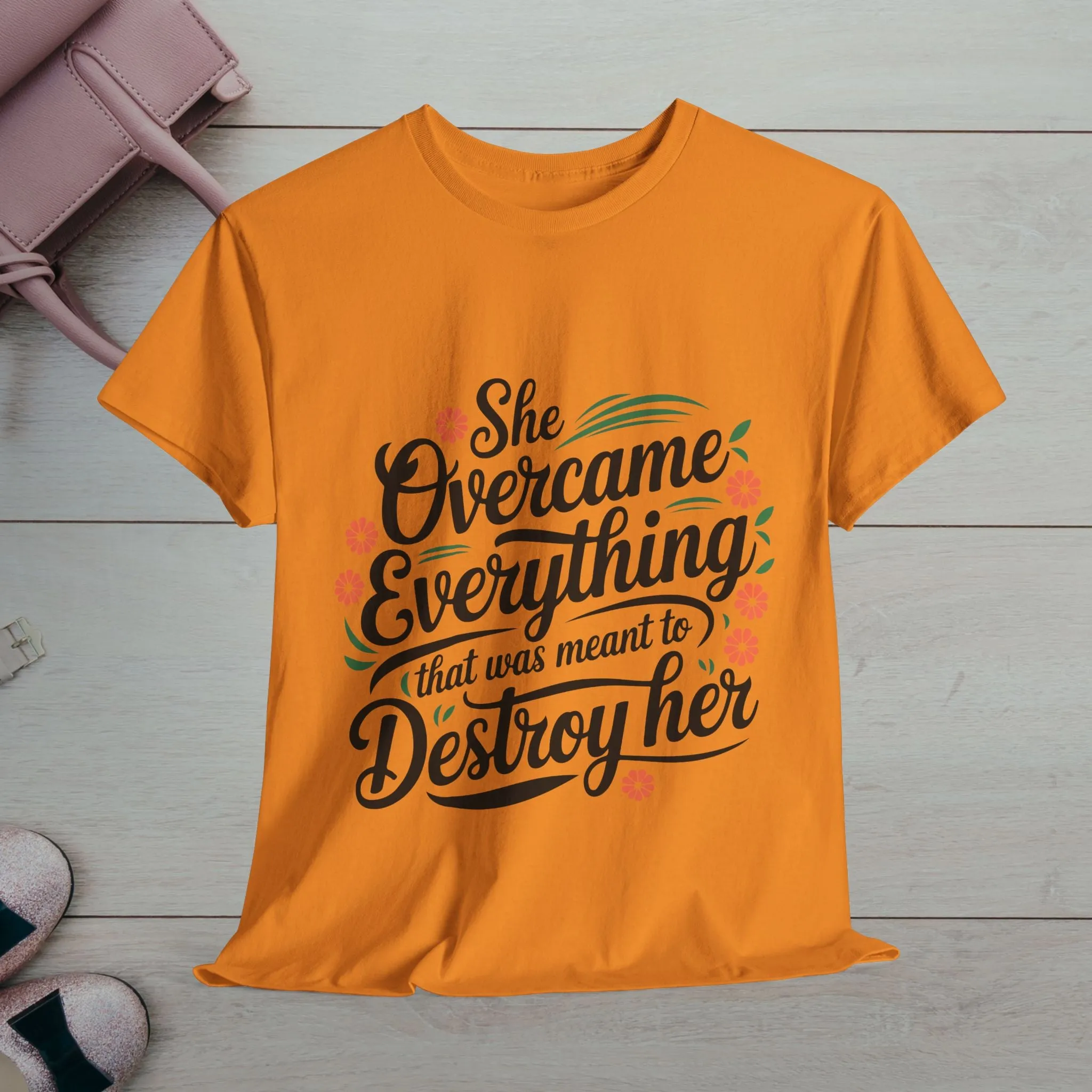 Empowering Women's Quote Unisex Heavy Cotton Tee - 'She Overcame Everything'