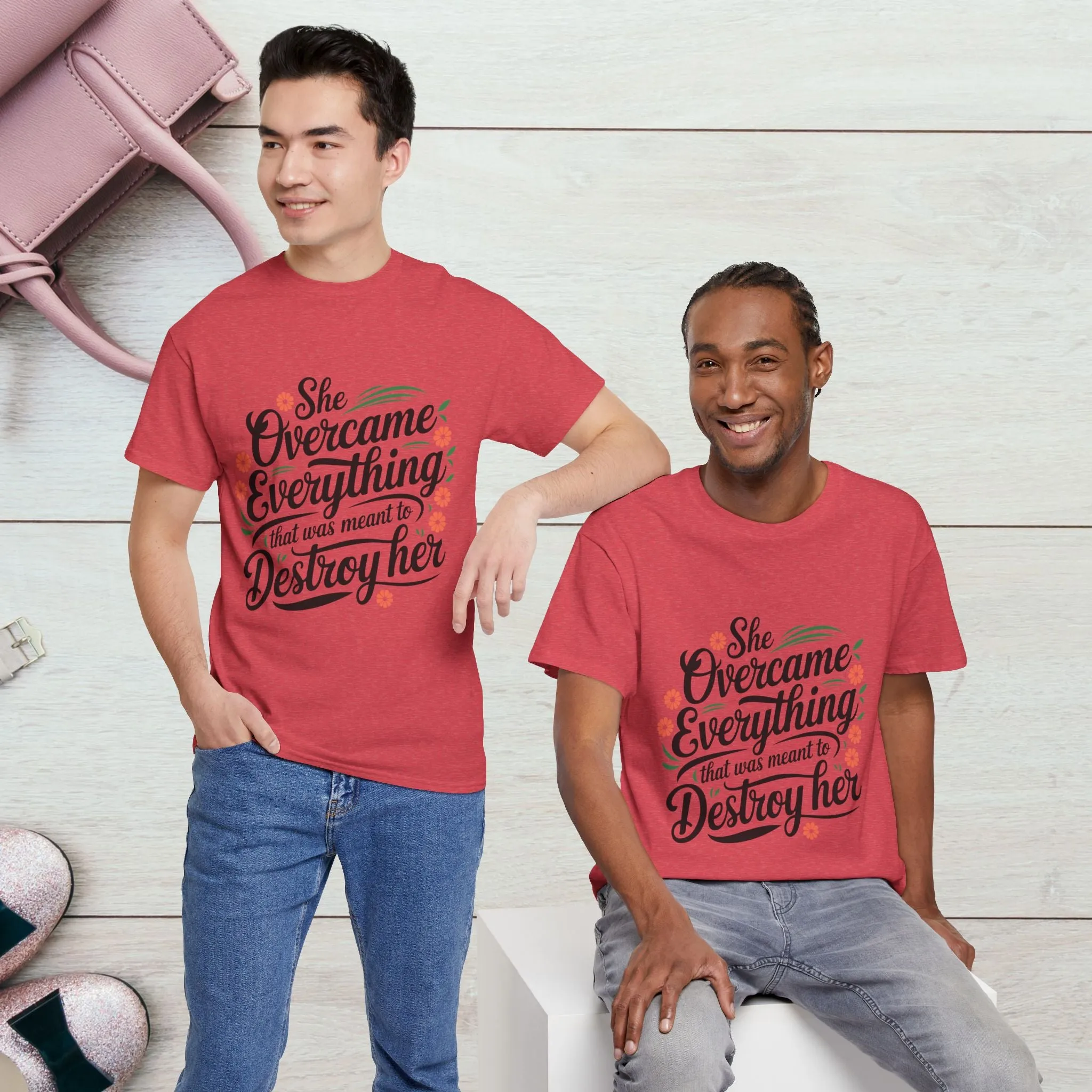 Empowering Women's Quote Unisex Heavy Cotton Tee - 'She Overcame Everything'