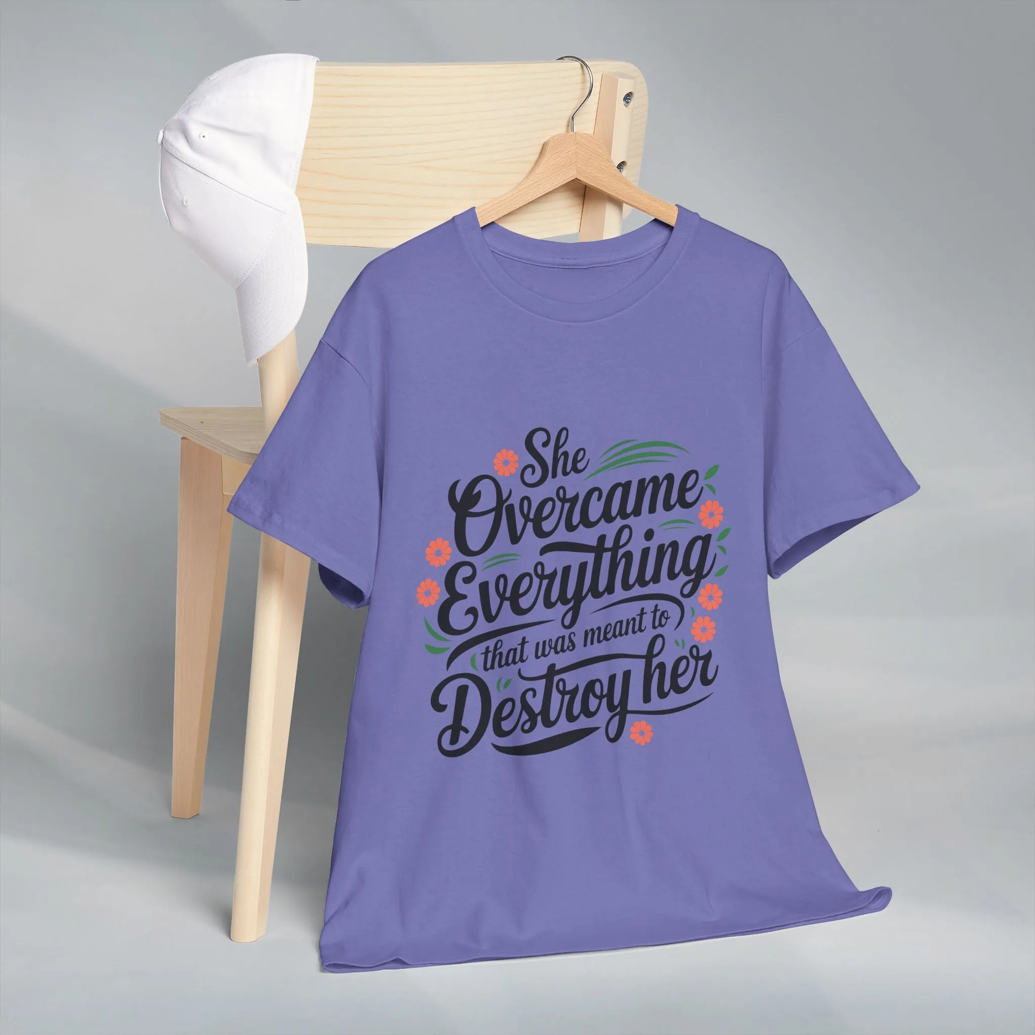 Empowering Women's Quote Unisex Heavy Cotton Tee - 'She Overcame Everything'