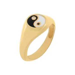 Enamel Yin & Yang Ring