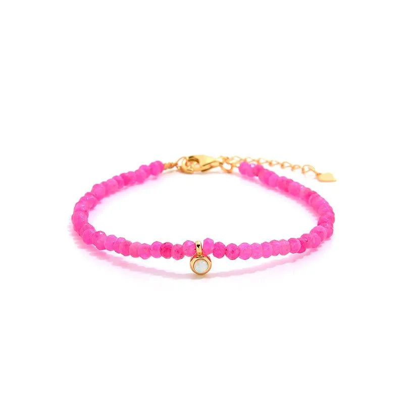 Enchanting Dragon Fruit Hued Opal Beads  Bracelet