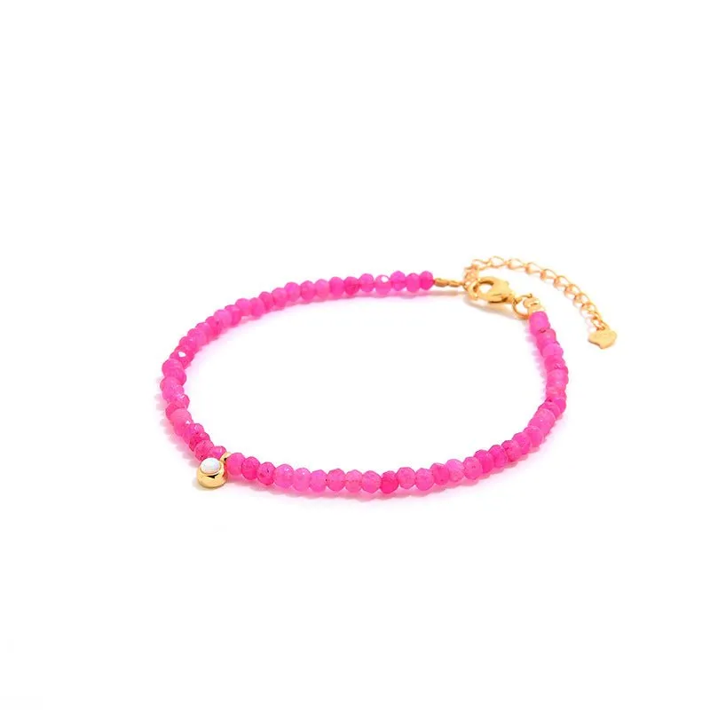 Enchanting Dragon Fruit Hued Opal Beads  Bracelet
