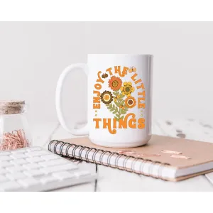 Enjoy The Little Things Retro Floral Coffee Mug 11 oz