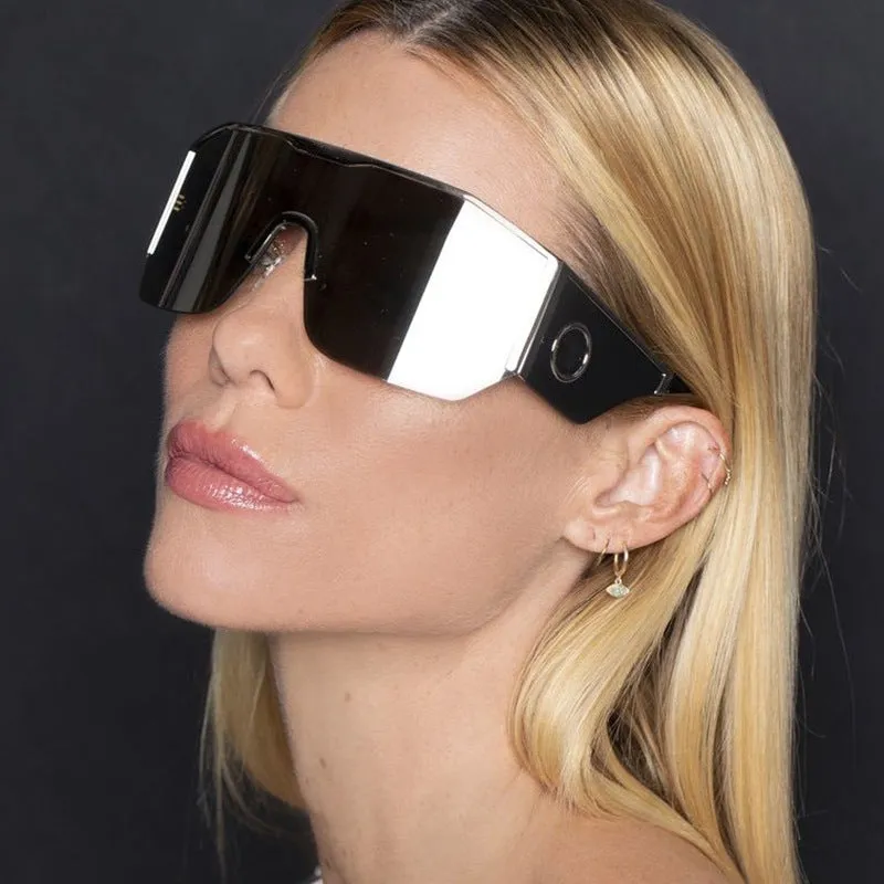 European And American-StyleY2KMillennium Integrated Semi-Rimless Sunglasses Female Stylish Large Frame Sports Windproof Sunglasses Cross-Border Wholesale2023