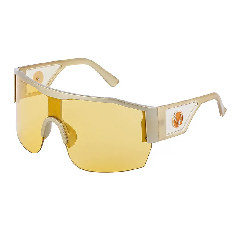 European And American-StyleY2KMillennium Integrated Semi-Rimless Sunglasses Female Stylish Large Frame Sports Windproof Sunglasses Cross-Border Wholesale2023