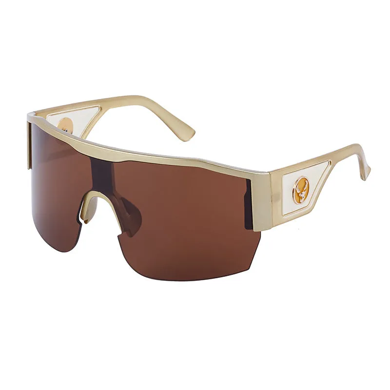 European And American-StyleY2KMillennium Integrated Semi-Rimless Sunglasses Female Stylish Large Frame Sports Windproof Sunglasses Cross-Border Wholesale2023