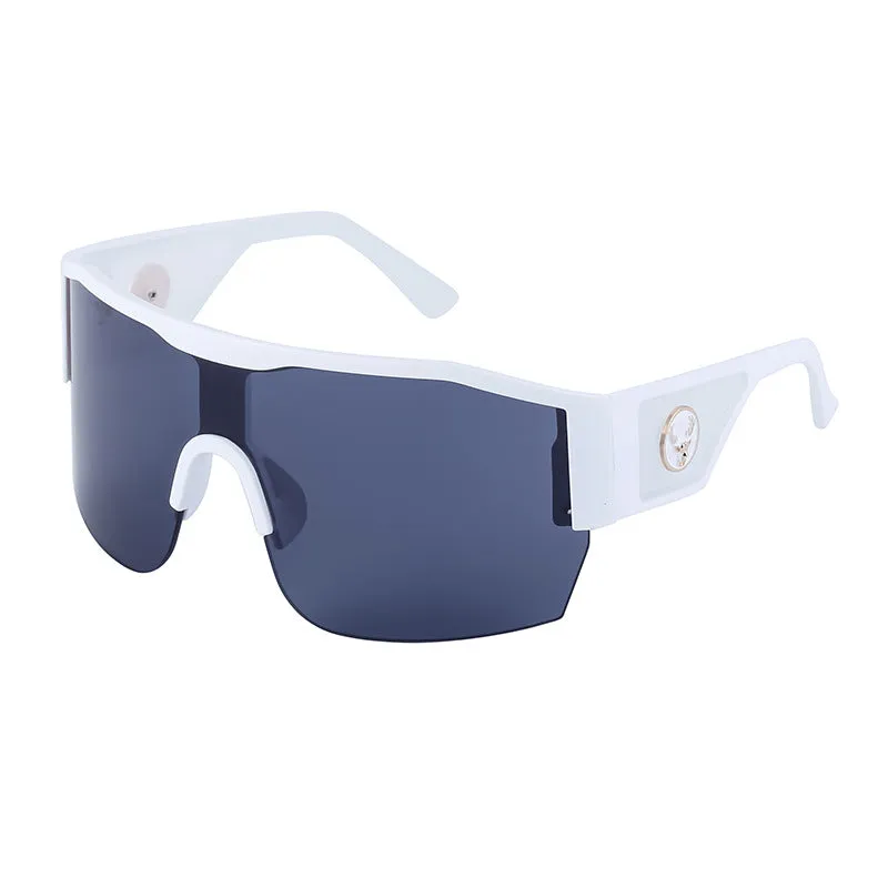 European And American-StyleY2KMillennium Integrated Semi-Rimless Sunglasses Female Stylish Large Frame Sports Windproof Sunglasses Cross-Border Wholesale2023
