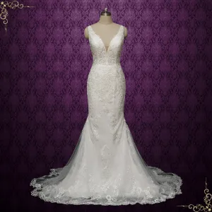 Exquisite Lace Mermaid Wedding Dress with Open Back | AITANA
