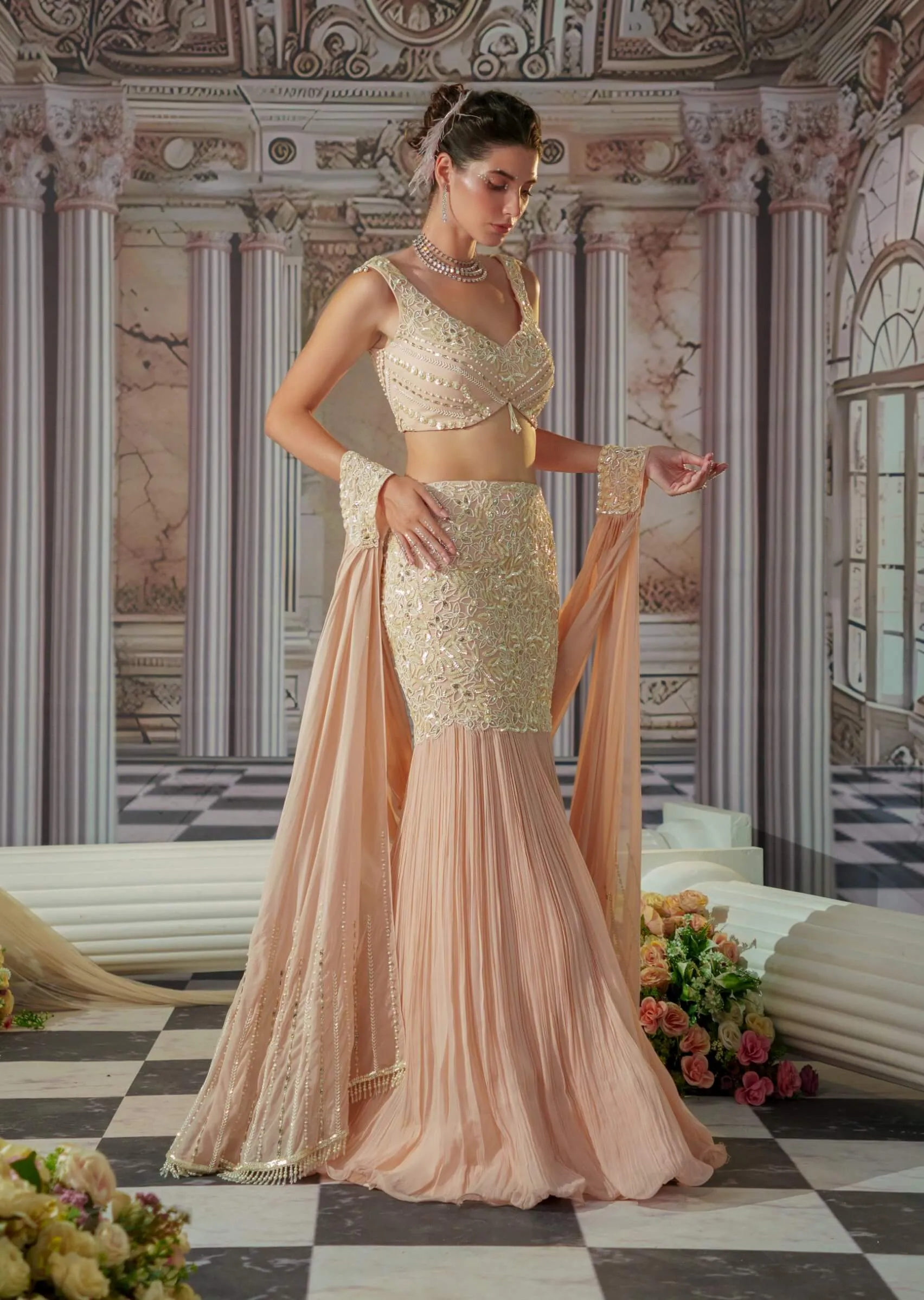 Exquisite rose pink lehenga set